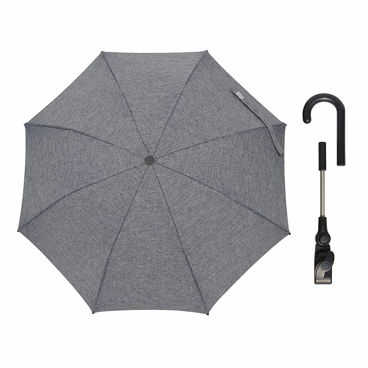 Ombrellone per Passeggino, 72cm 50+ UV Ombrello Universale per Bambini e Neonati Protezione Solare con Manico ad Ombrello per Carrozzina & Passeggino - Grigio