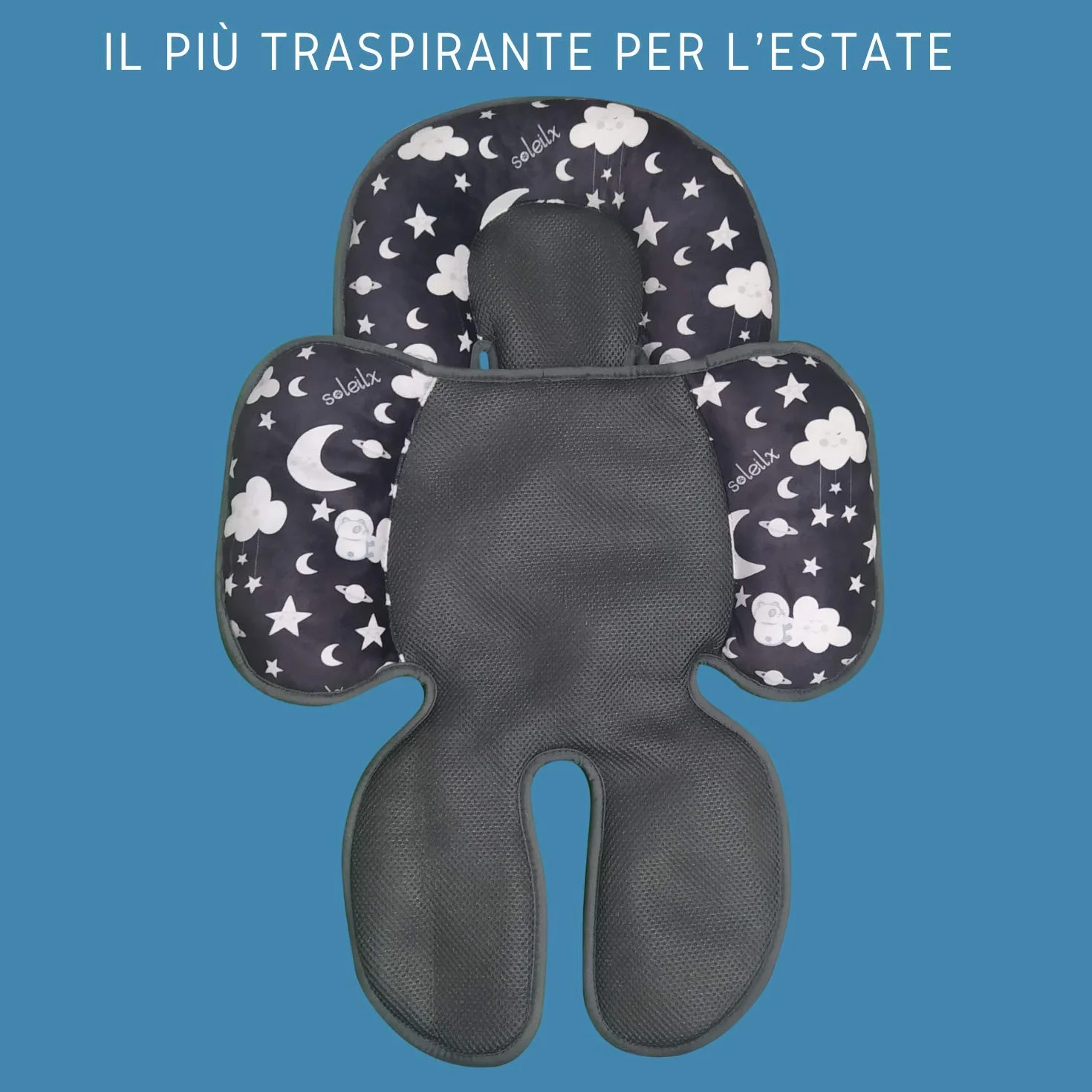 Riduttore Passeggino Universale Design con Panda nello Spazio ideale come Riduttore Culla o per Ovetto Neonato adatto per Cuscino Seggiolino Auto Traspirante Antisudore Estate Inverno