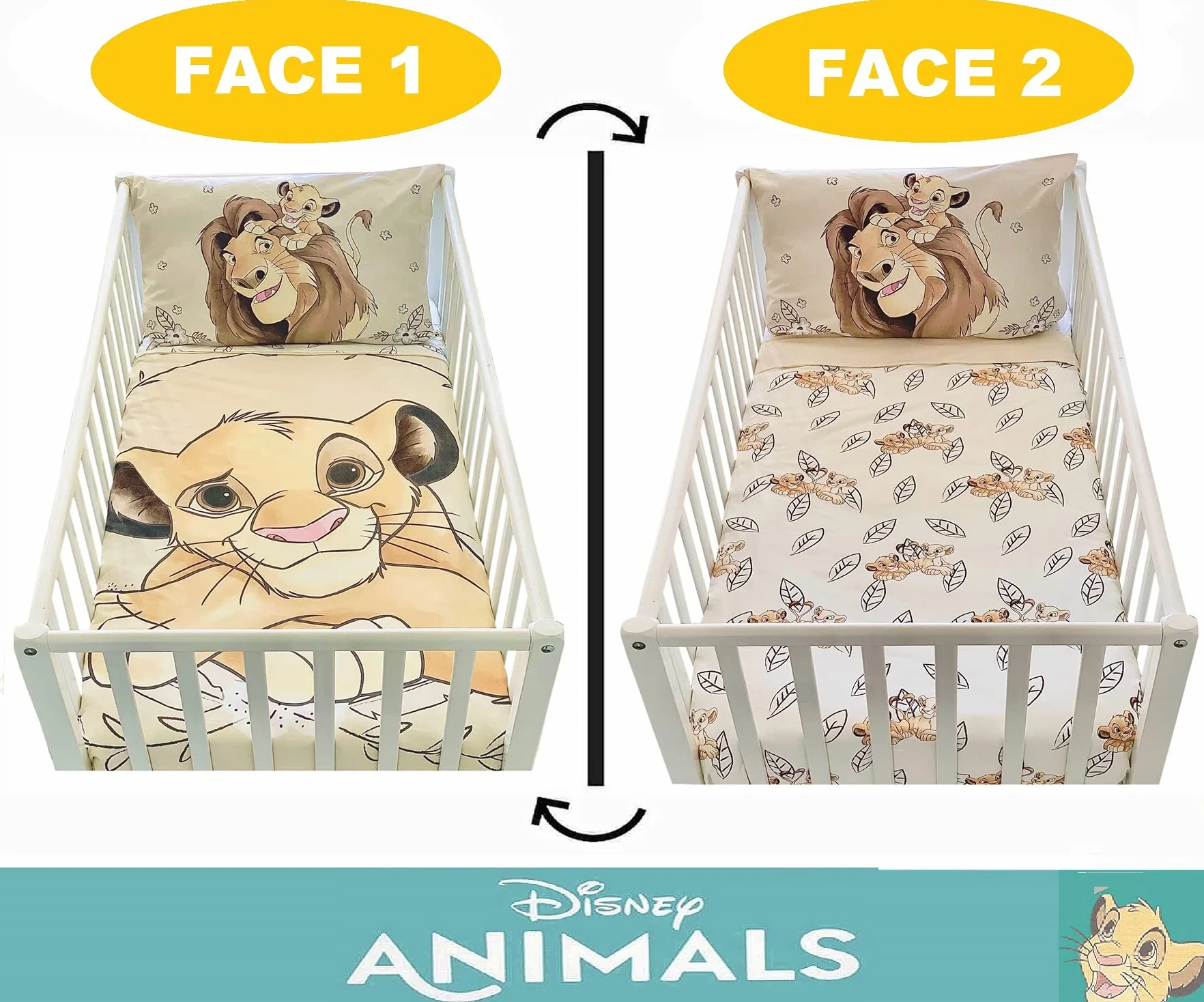 Biancheria da letto per Neonato Il Re Leone di Disney, composta da un copripiumino 100 x 135 e una federa 40x60 per un letto 60 x 120 o 70 x 140 cm