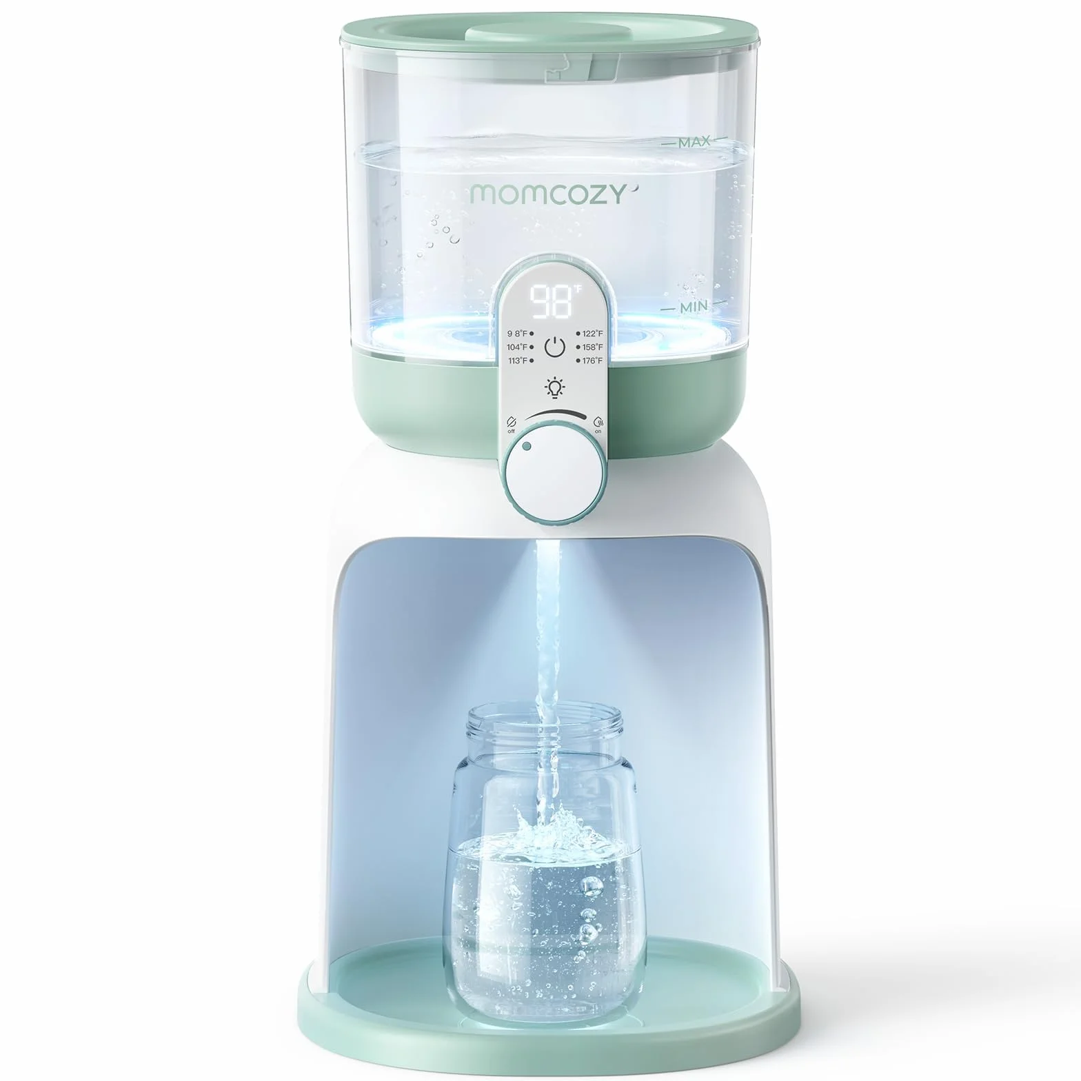Momcozy Scaldacqua Istantaneo con Doppia Luce per Poppate Notturne, Scaldabiberon per Formula, Preparatore Latte in Polvere 1685 ML, Dispenser con 6 Temperature