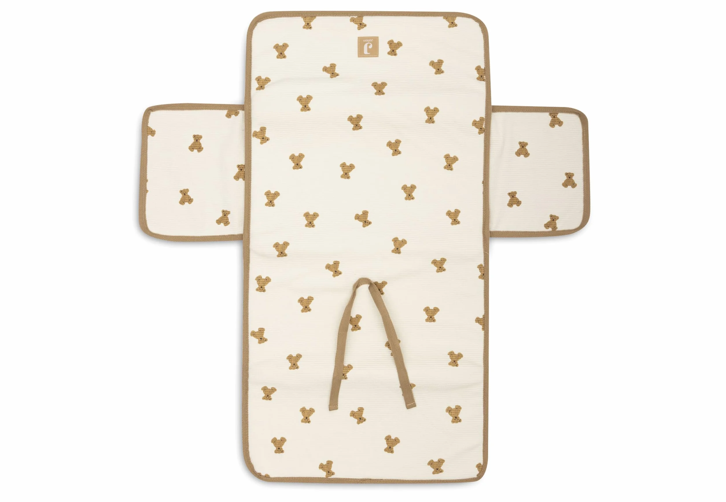 Jollein Fasciatoio Little Waffle – Mini orsacchiotto – Con tasche e fiocco – Morbido e lavabile – Fasciatoio portatile – Ideale per gli spostamenti
