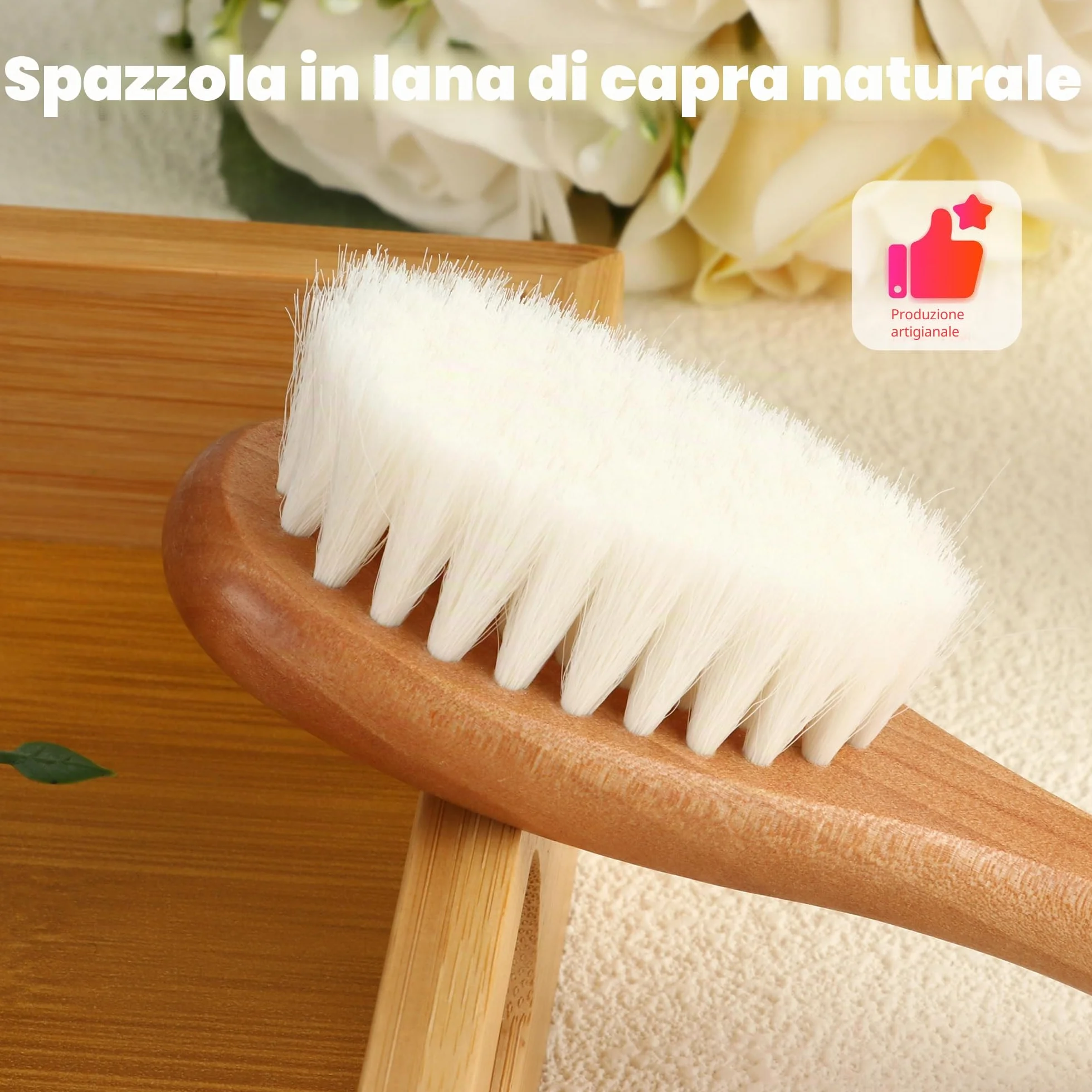 Set di pettini per bambini, in legno naturale, con setole morbide di capra, per neonati, cura del cuoio capelluto, accessori per bambini