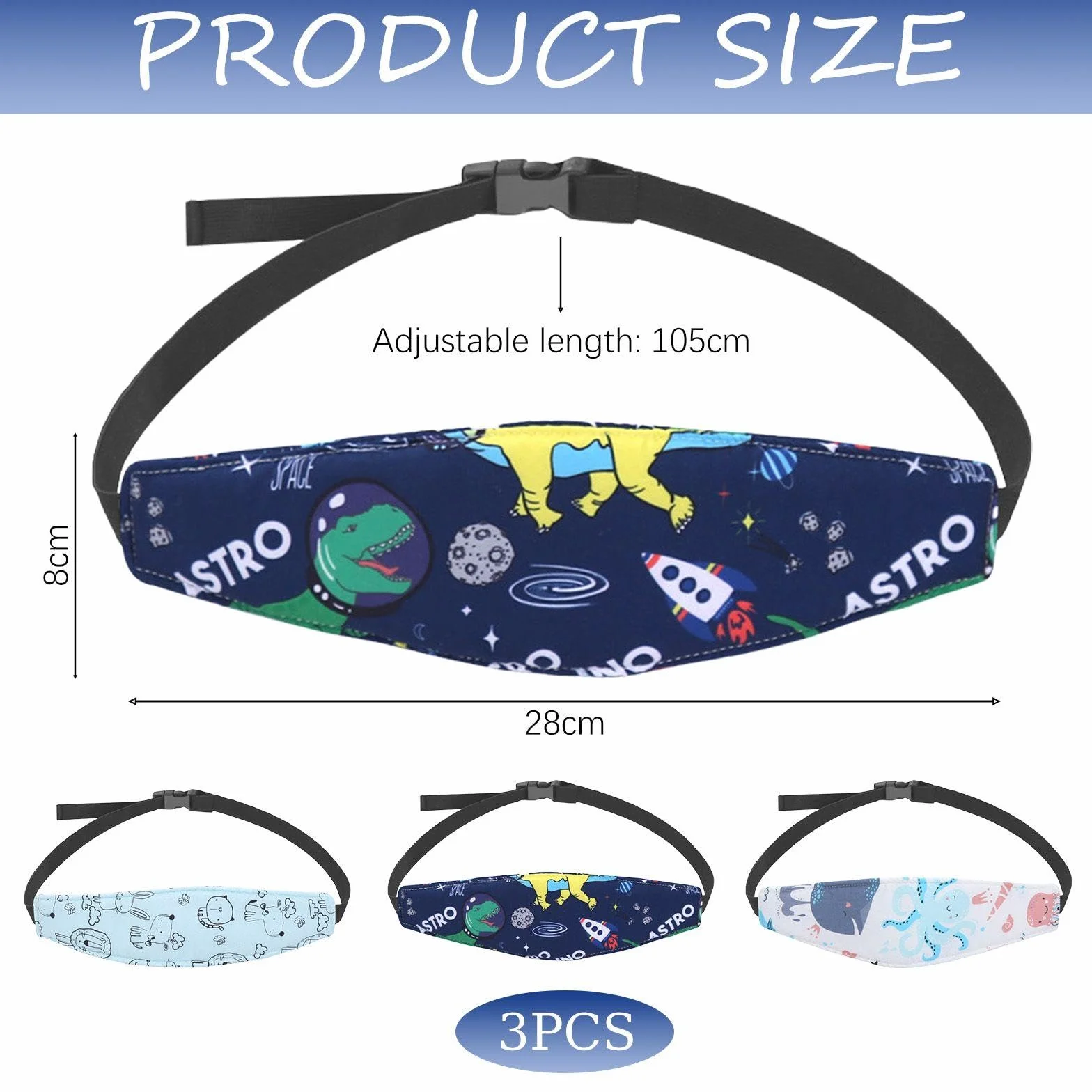 Cintura Di Fissaggio Per La Testa Del Bambino Da 3 Pezzi, Poggiatesta Per Seggiolino Auto, Cintura Ausiliaria Per Maschera Per Gli Occhi Per Dormire, Prodotti Per Bambini.