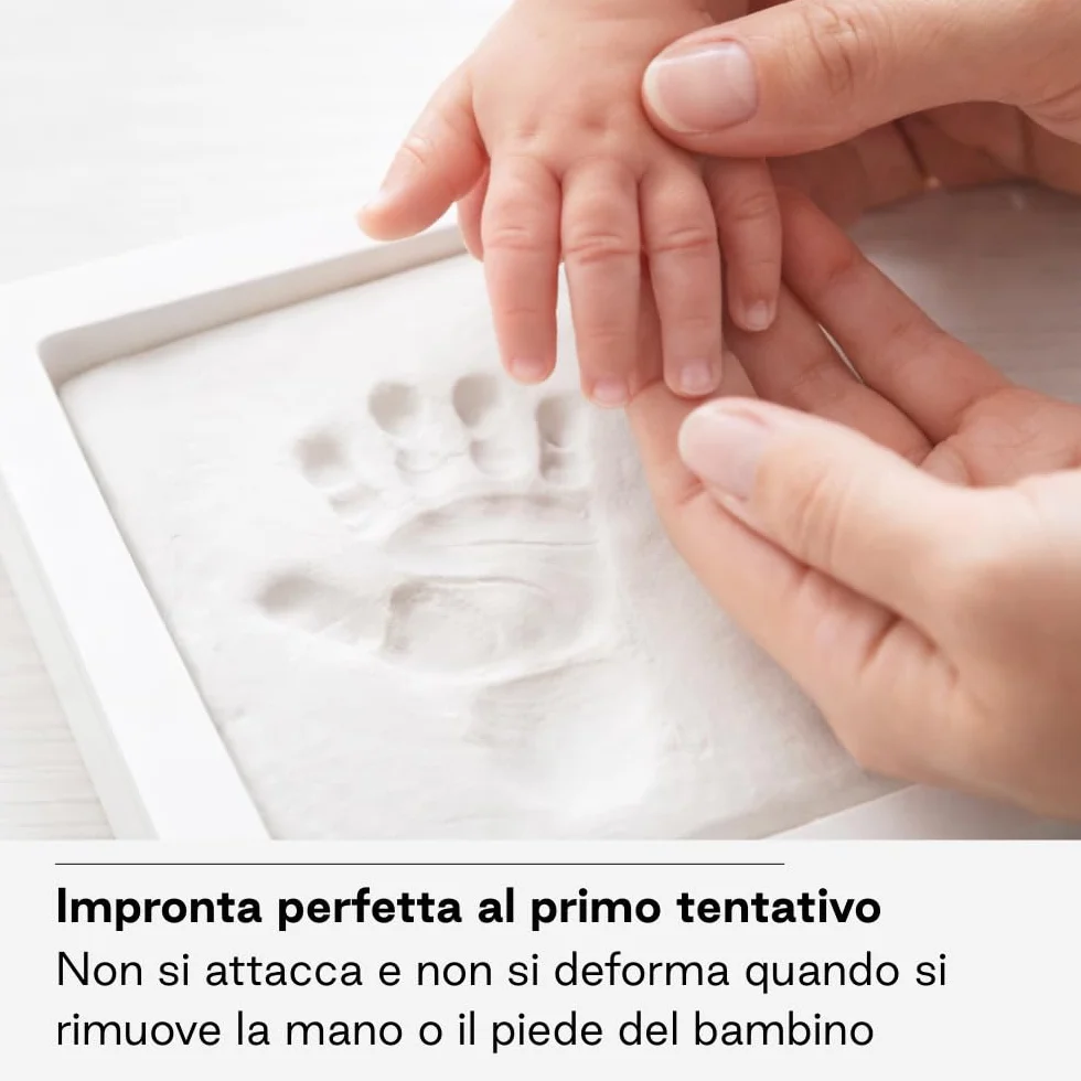 Jané Cornice Impronta Bebè con Foto, Argilla Modellabile Essiccazione 24h, Ricordo Mano o Piede, Adatta anche per Impronta Animali, Bianco