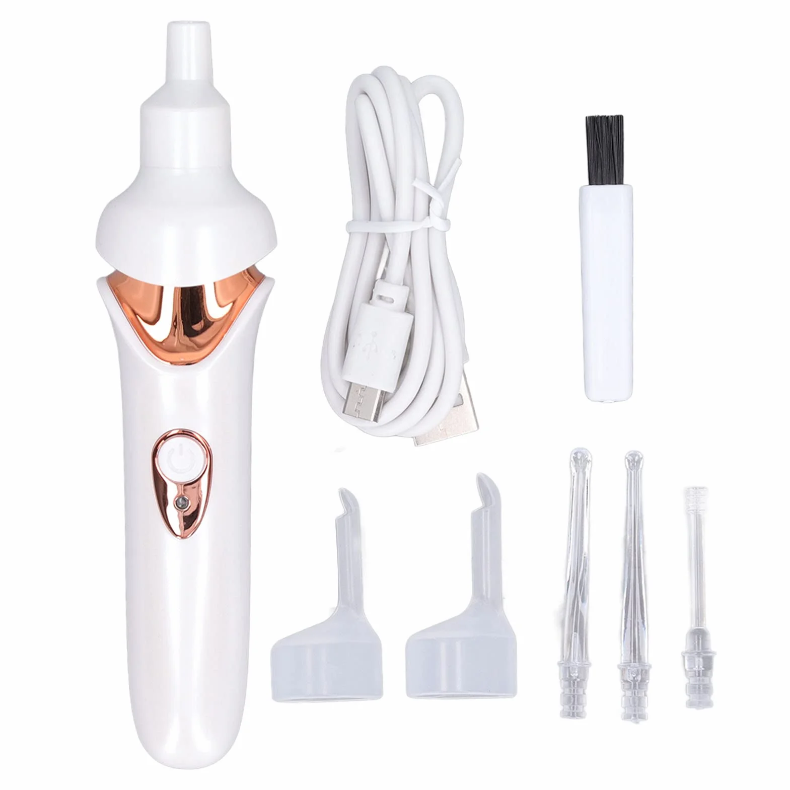 Kit per la Rimozione del Cerume Aspirapolvere Elettrico per Le Orecchie con Luce a LED Punta Morbida e Confortevole per la Rimozione del Cerume per Adulti e Bambini (Bianco)