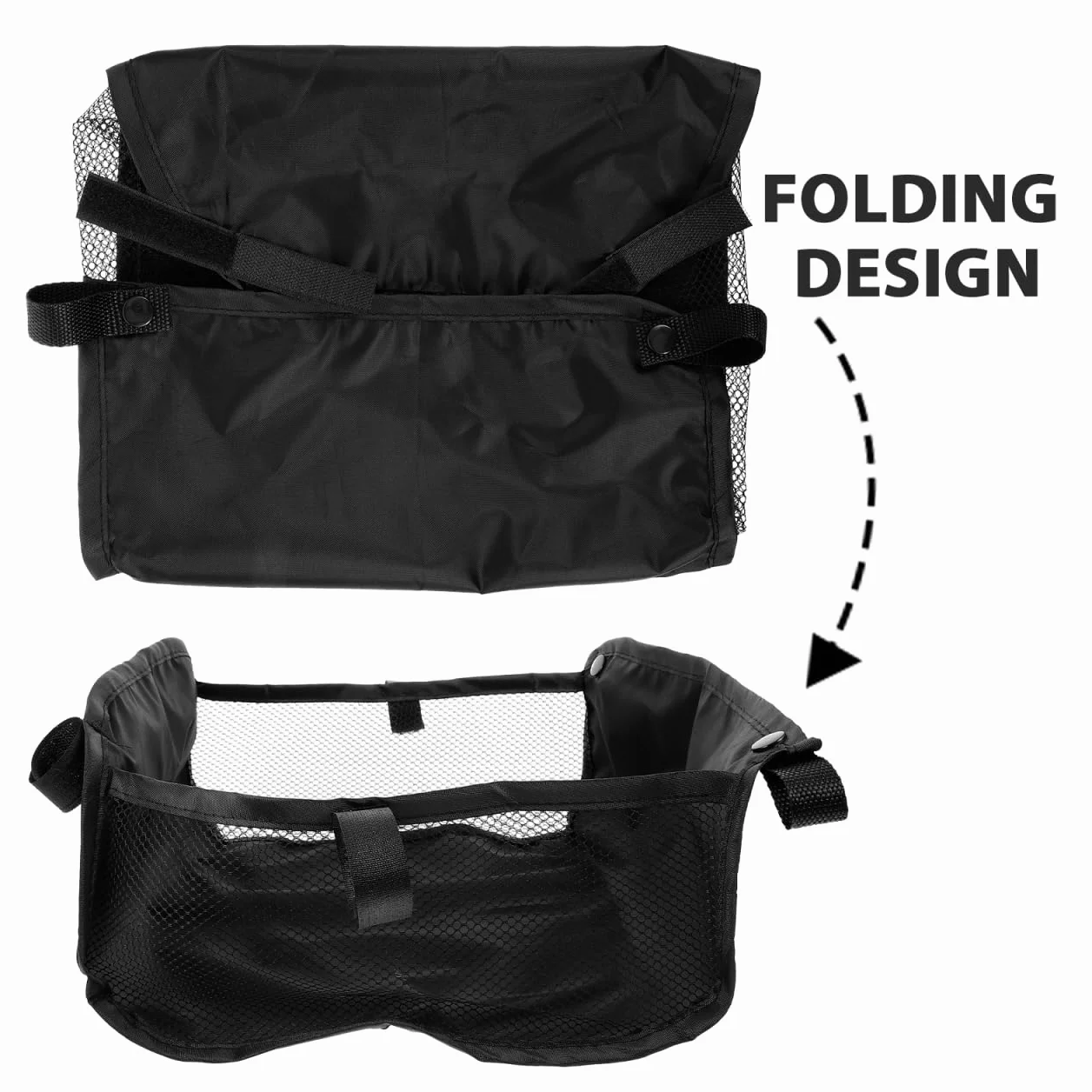 KOMBIUDA Cestino portaoggetti per passeggino in tessuto Oxford, facile organizer con grande capacità per bottiglie e piccole parti, pratico cestino inferiore per passeggini, 11,81 x 10,04 x 5,91 cm
