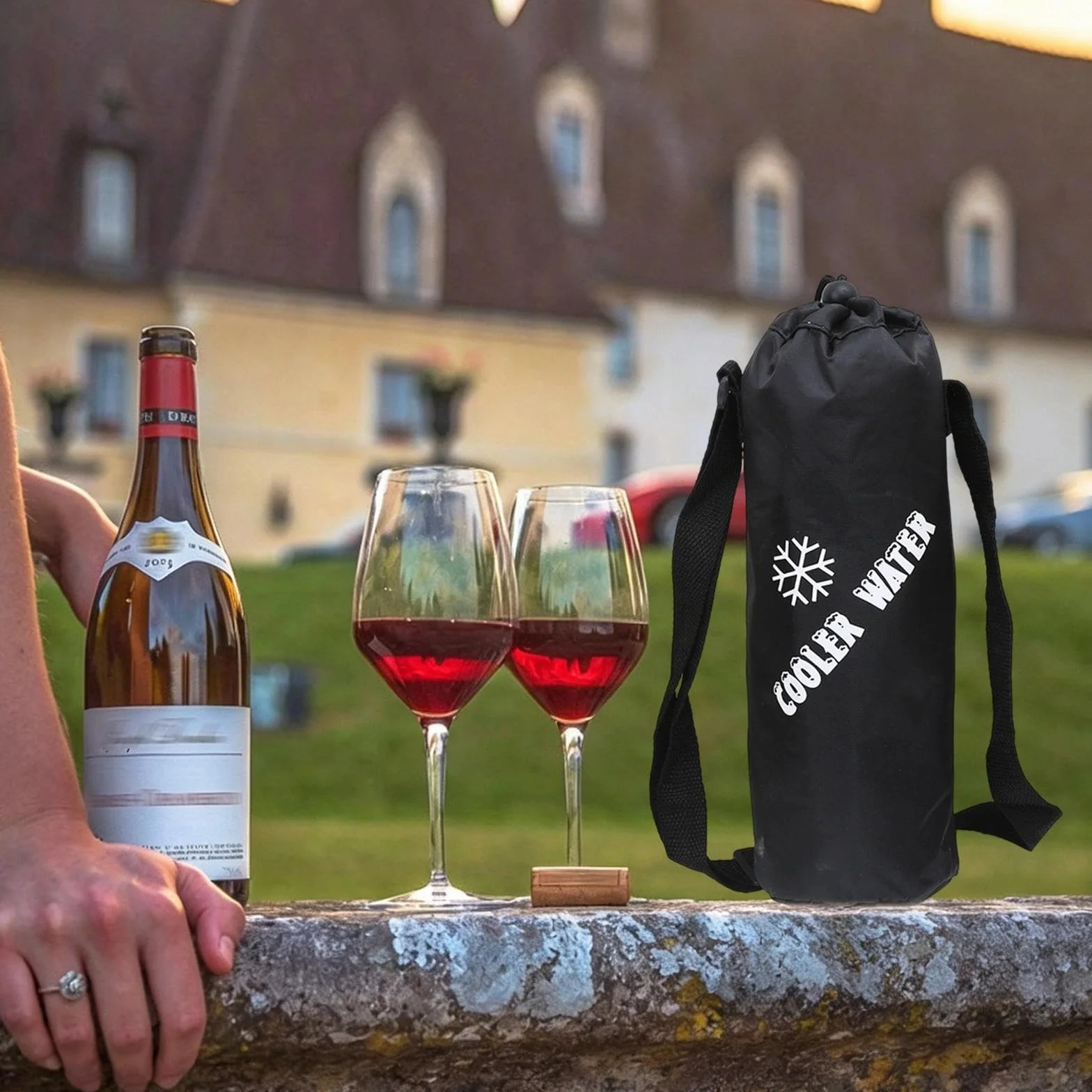 2PCS Borsa per Bottiglia Termica, Borsa Termica per Bevande con Tracolla Regolabile, Borsa Portatile per Bottiglia D'acqua Piccola, per Esterni, ViaggiS