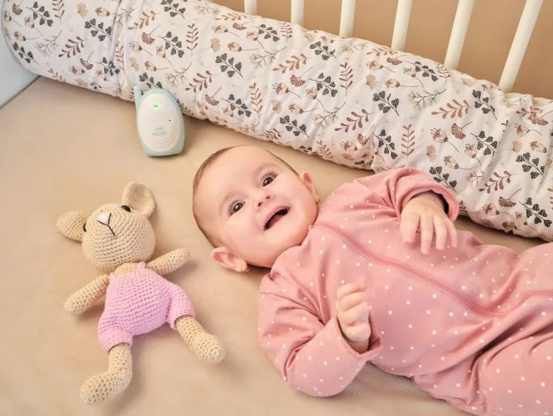 ETA Baby monitor Mimi - Baby Monitor audio 2,4 GHz con sistema FHSS, portata fino a 300 m, modalità Eco, comunicazione usa e getta, segnale debole e rilevamento della batteria