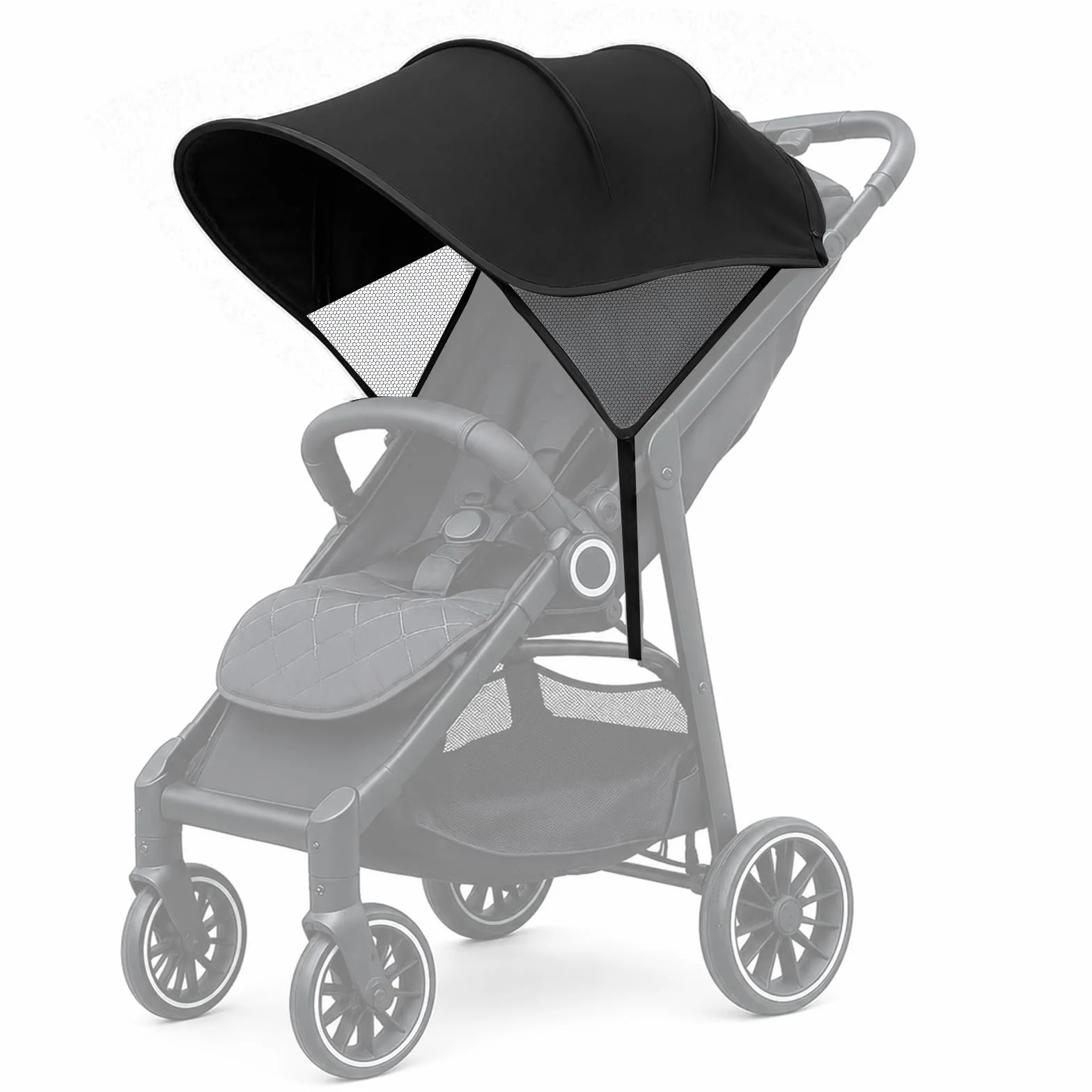 WD&CD Parasole per Passeggino, Pieghevole Traspirante con Protezione UV Facile da Installare, Nero
