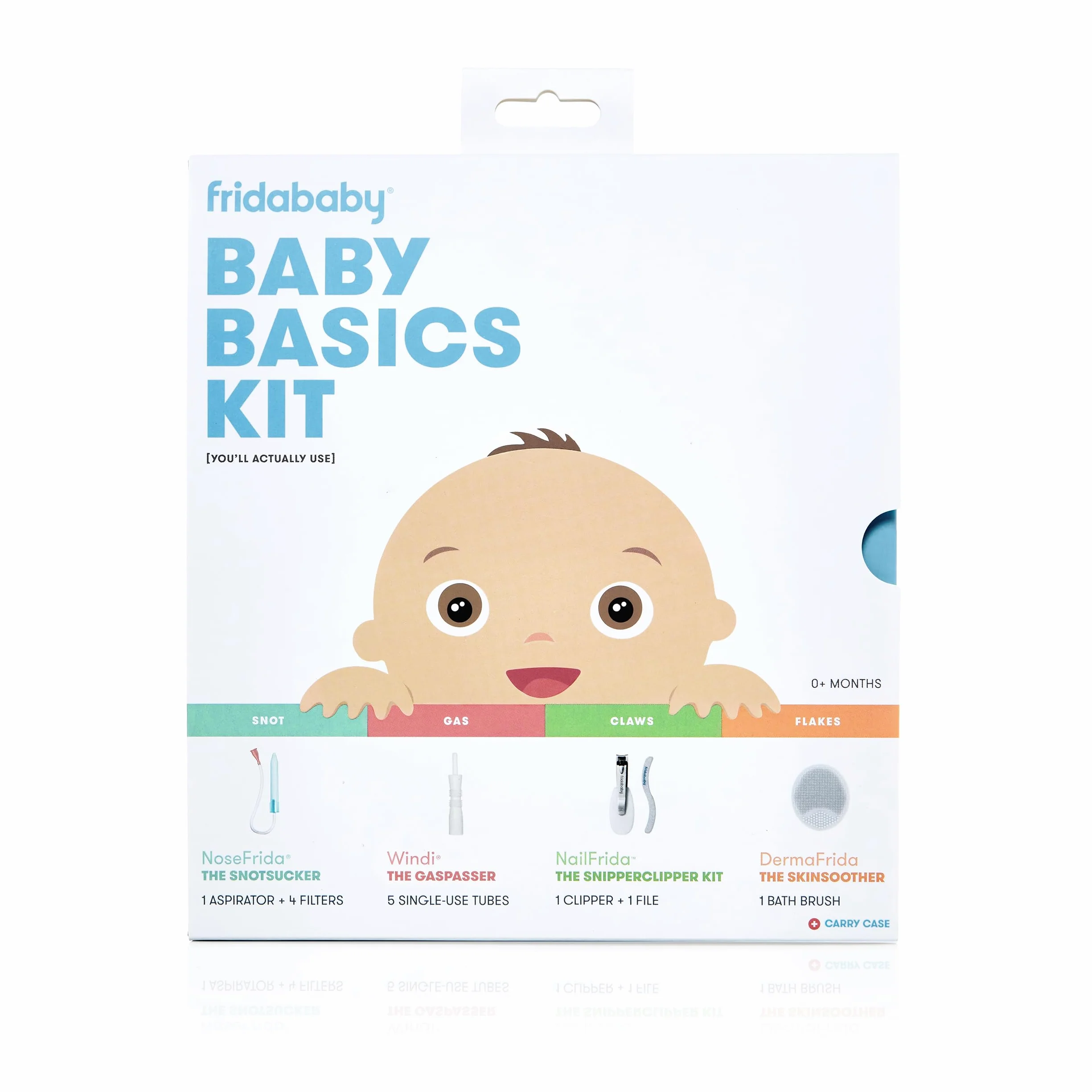 Frida Baby - Primo kit di cura per neonati: Include SnotSucker, Filtri igienici monouso, Windi, Snipper Clipper, Spazzola in silicone e lima curva