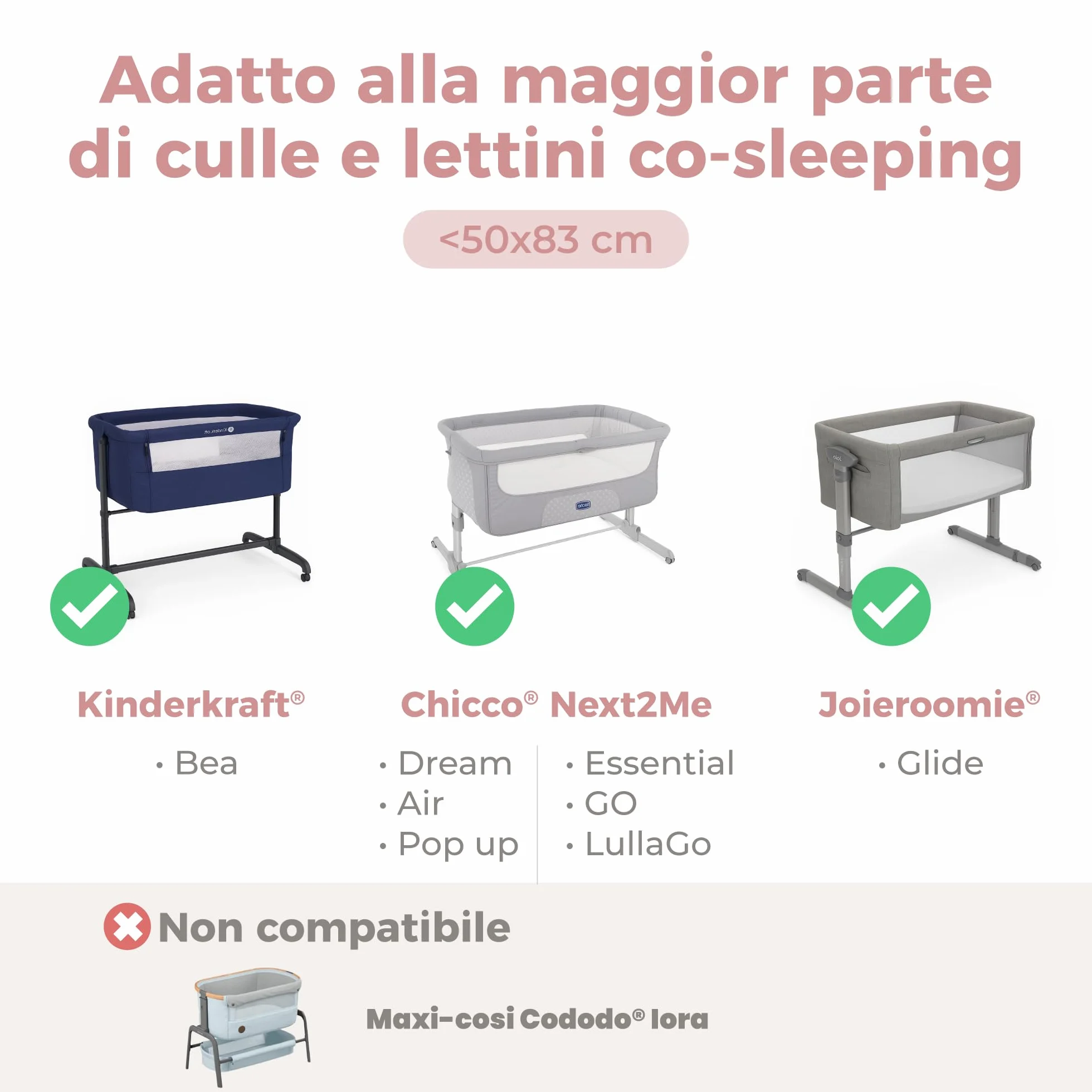 Dreamzie 2 Lenzuola culla Neonato + 1 Coprimaterasso Impermeabile Lettino con Elastico - 100% Cotone Per Culla Co-sleeping, Lettino - 50x83 cm Heart