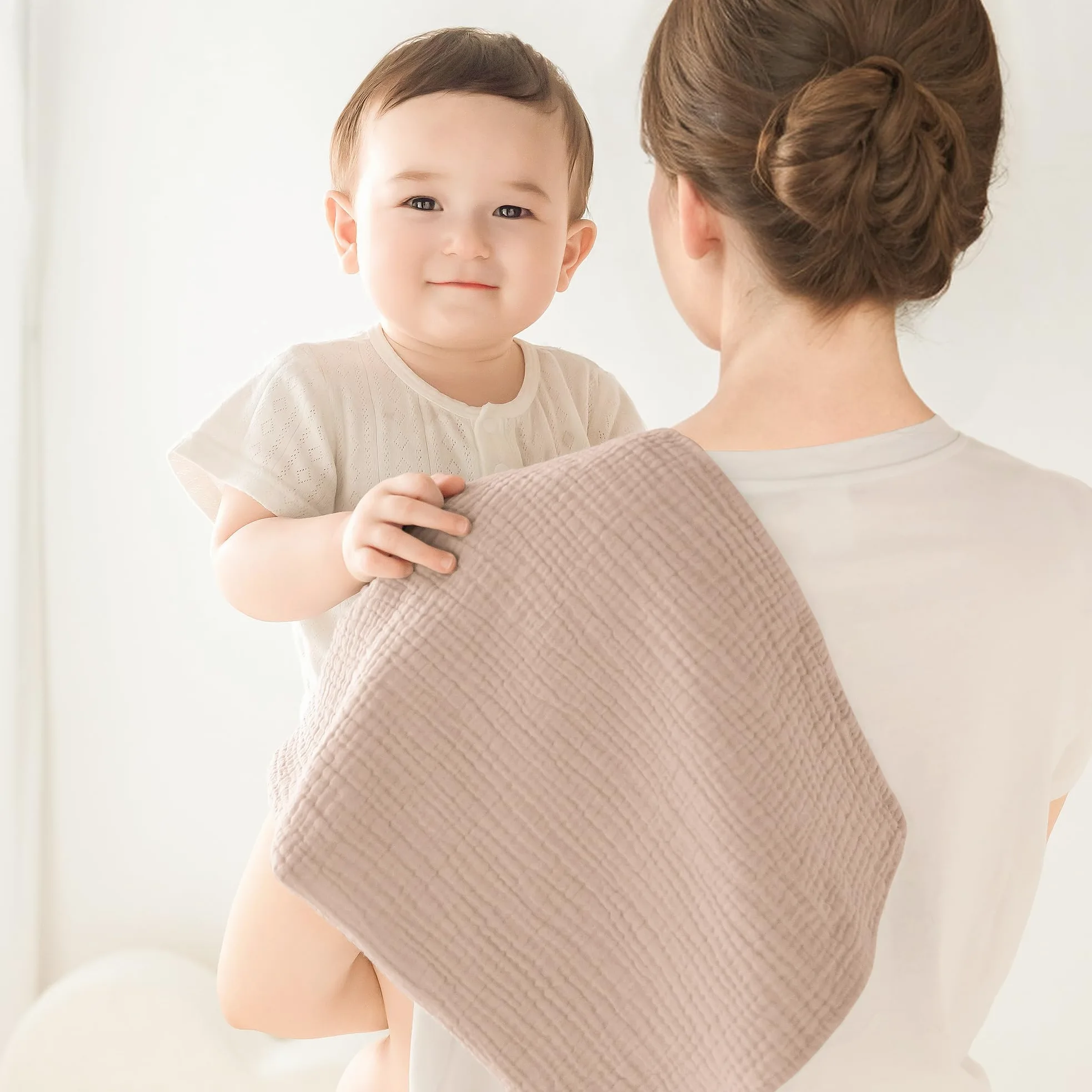Susurration Salviette in Garza per Bambini Super Morbido Assorbente in Mussola a Grana Per Neonati, Unisex, per Bambine E Ragazzi 8 Pezzi, Set 60x60CM (Blu-verde)