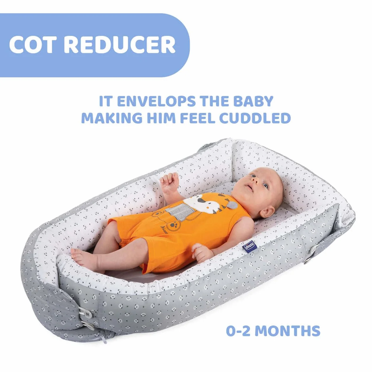 Chicco Mummy Pod, Riduttore Culla e Lettino, Impermeabile e Traspirante, con Speciale Rete 3D e Inserto anti-pipì, Regolabile, con 3 Lunghezze, Lavabile a Mano, Riduttore Neonato, Grigio, Foxy