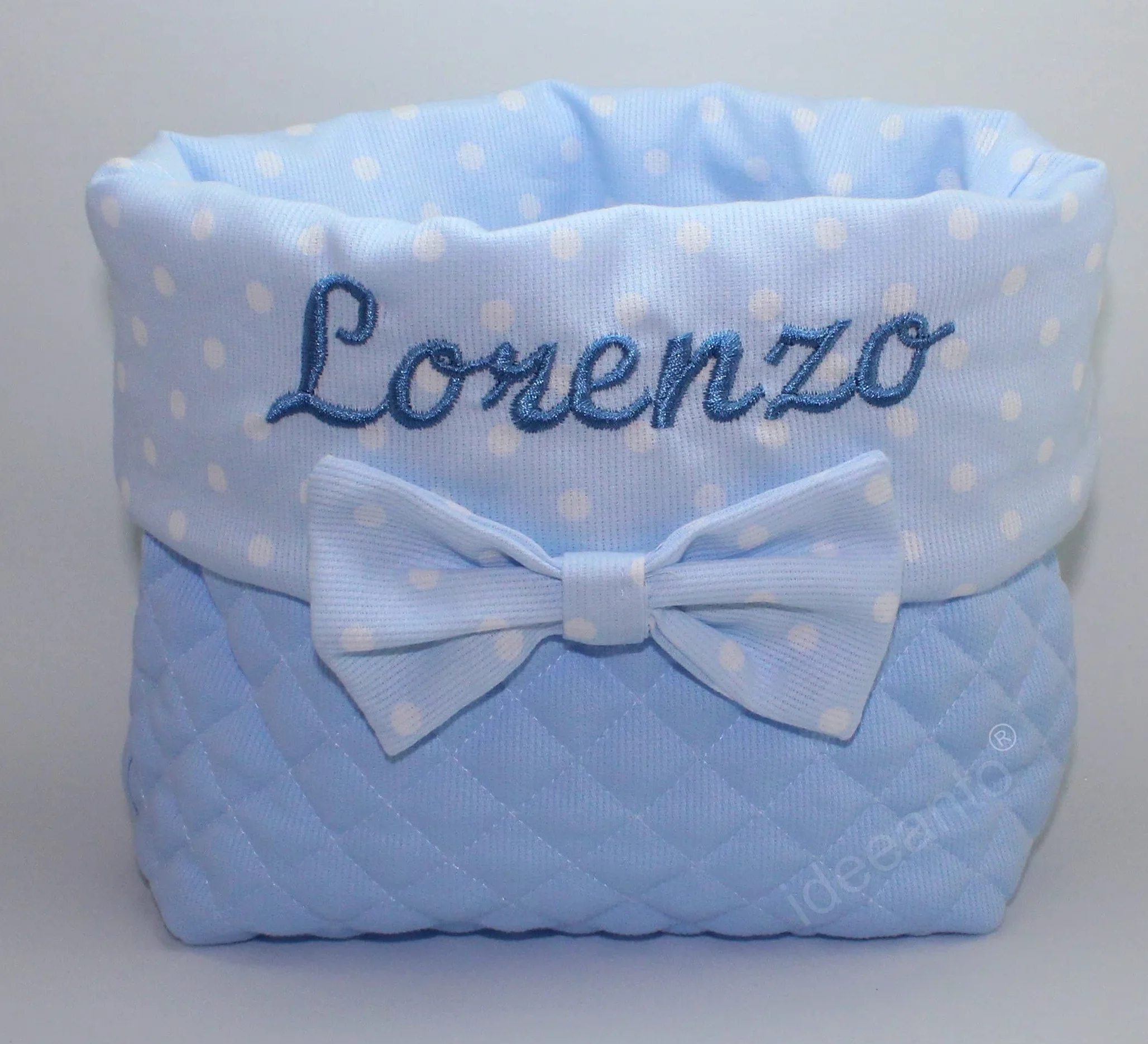 Cesto Nascita Porta prodotti porta oggetti neonato personalizzato con il nome ricamato del tuo bambino/a Made in Italy