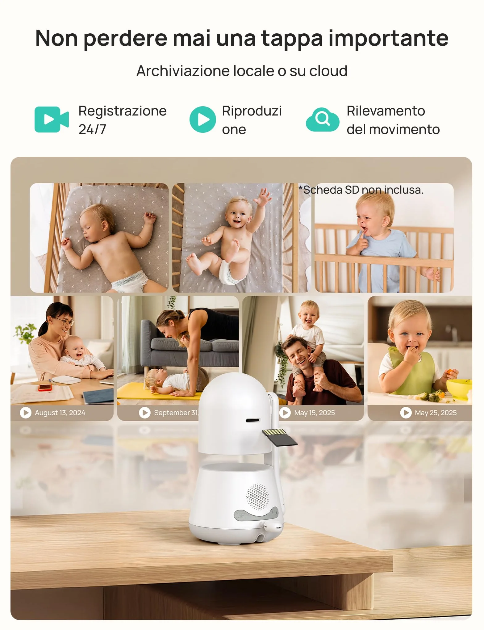 Dr.Care LumiView Plus Baby Monitor WiFi con Supporto Clip – Schermo 5.5", Telecamera 2K, Modalità Privacy, Batteria Rimovibile 5000mAh, Luce RGB (1 Telecamera + 1 Monitor + 1 Supporto Clip)
