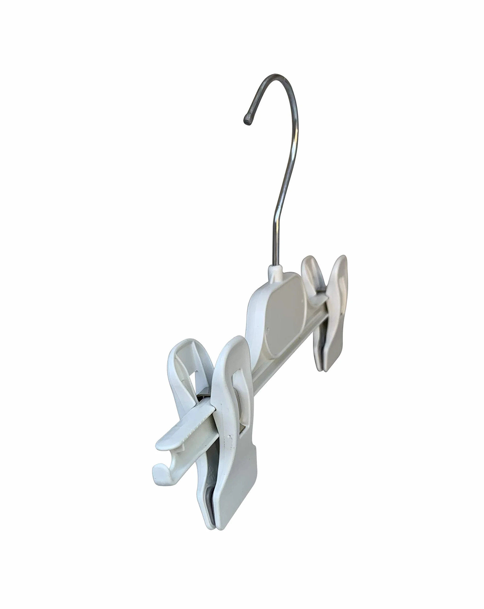 Kiroplast 20 Grucce per Pantaloni Bambini Bianche, Appendini in Plastica con Clip per Gonne 24cm