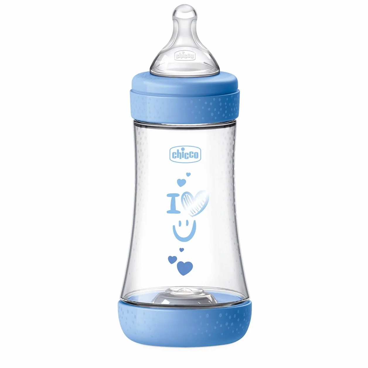 Chicco Perfect 5 Flacone Anti-Colic Flacone da 240 ml, Flusso Medio, per Bambini 2 m+, Ciuccio in Silicone, Bottiglia per l'Alimentazione Biberon da 240 ml con Sistema Intui-Flow