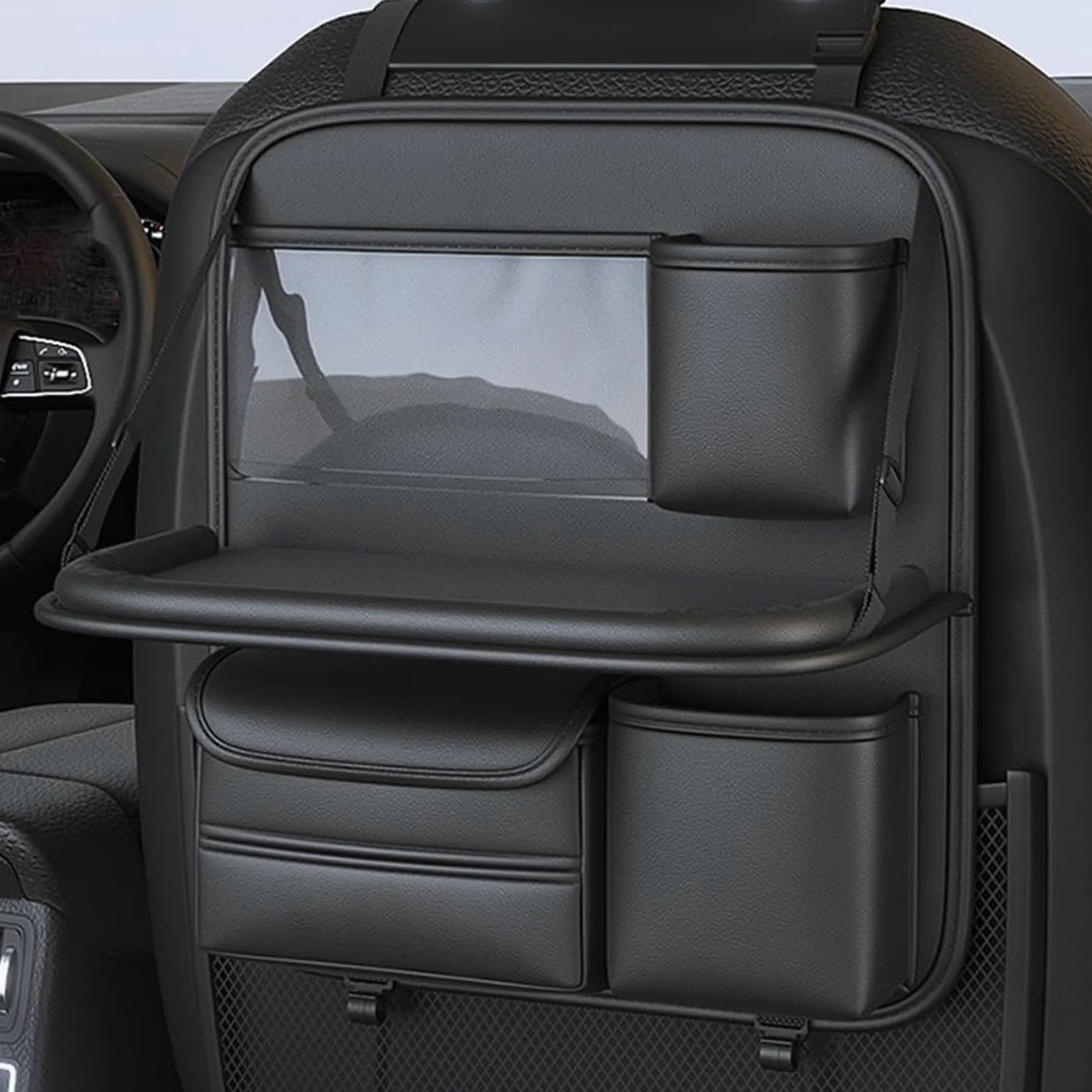 Generico Organizer Sedile Posteriore Auto per Forthing Yacht DFSK Forthing 4 U-Tour 2022-2025, Universale Pelle Organizzatore con Vassoio Pieghevole, Viaggio Essenziale per Bambini Adulti