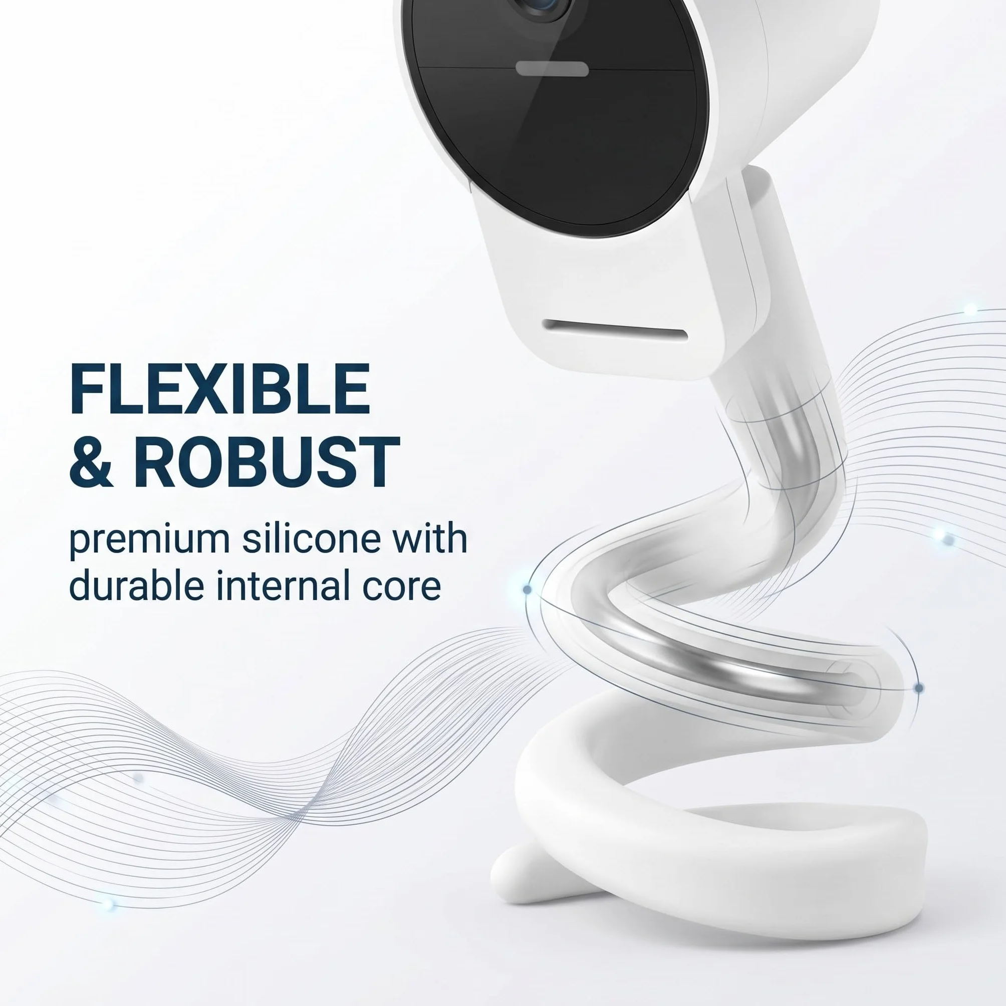 Supporto Baby Monitor Universale, Braccio Flessibile per Telecamera Culla, Compatibile con Supporto Telecamera Senza Fori per Monitoraggio Neonati, Bianco