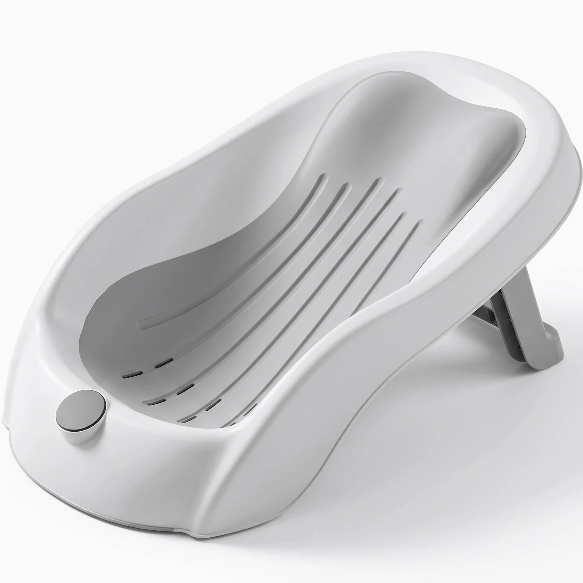 Supporto per bagnetto, vaschetta per il bagnetto con display digitale della temperatura e drenaggio, seggiolino pieghevole per vasca da bagno antiscivolo per neonati (grigio) ;1