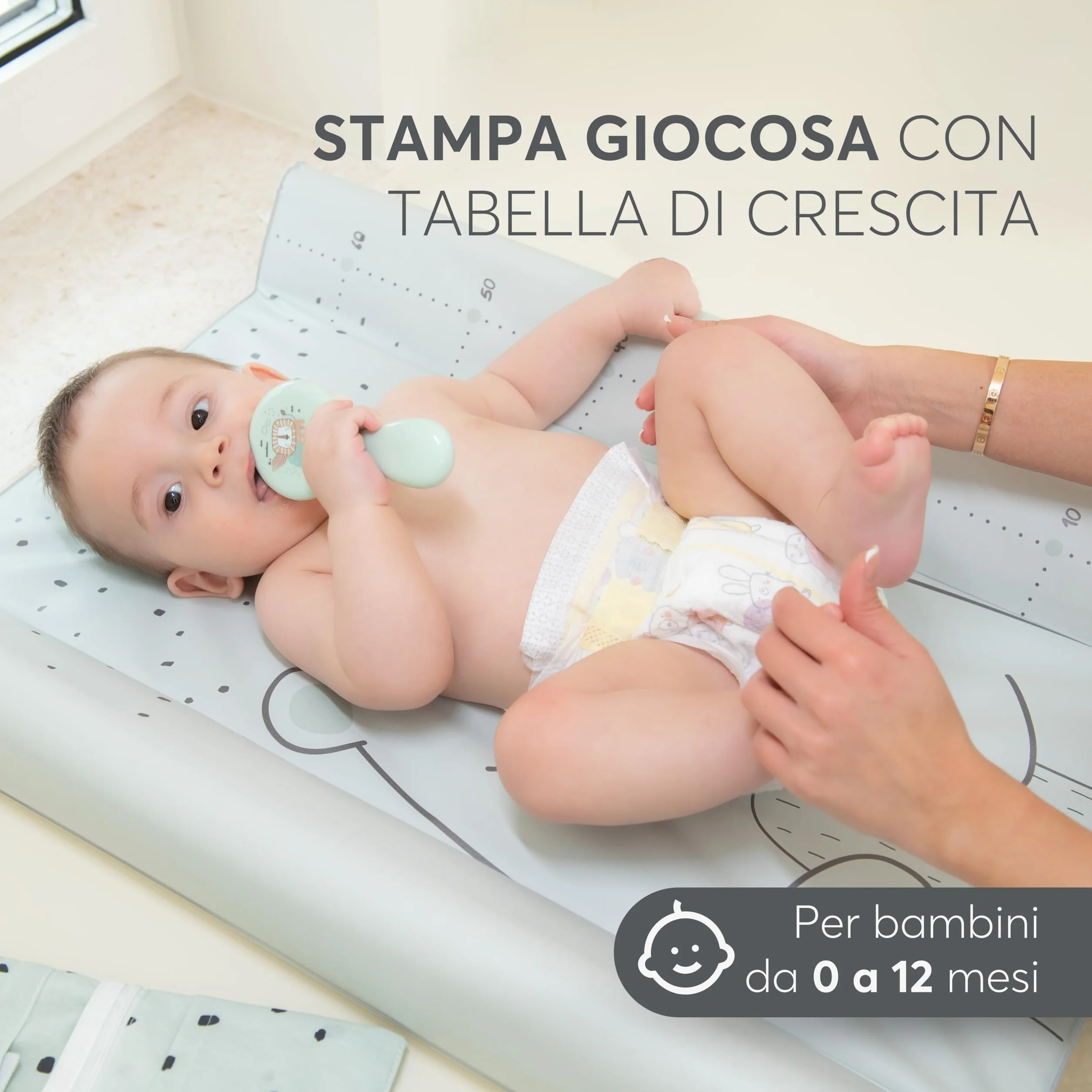 KikkaBoo Fasciatoio Portatile Neonato 80x50 cm SLEEPY SHEEP, Materassino Fasciatoio Impermeabile e Morbido in PVC, Verde