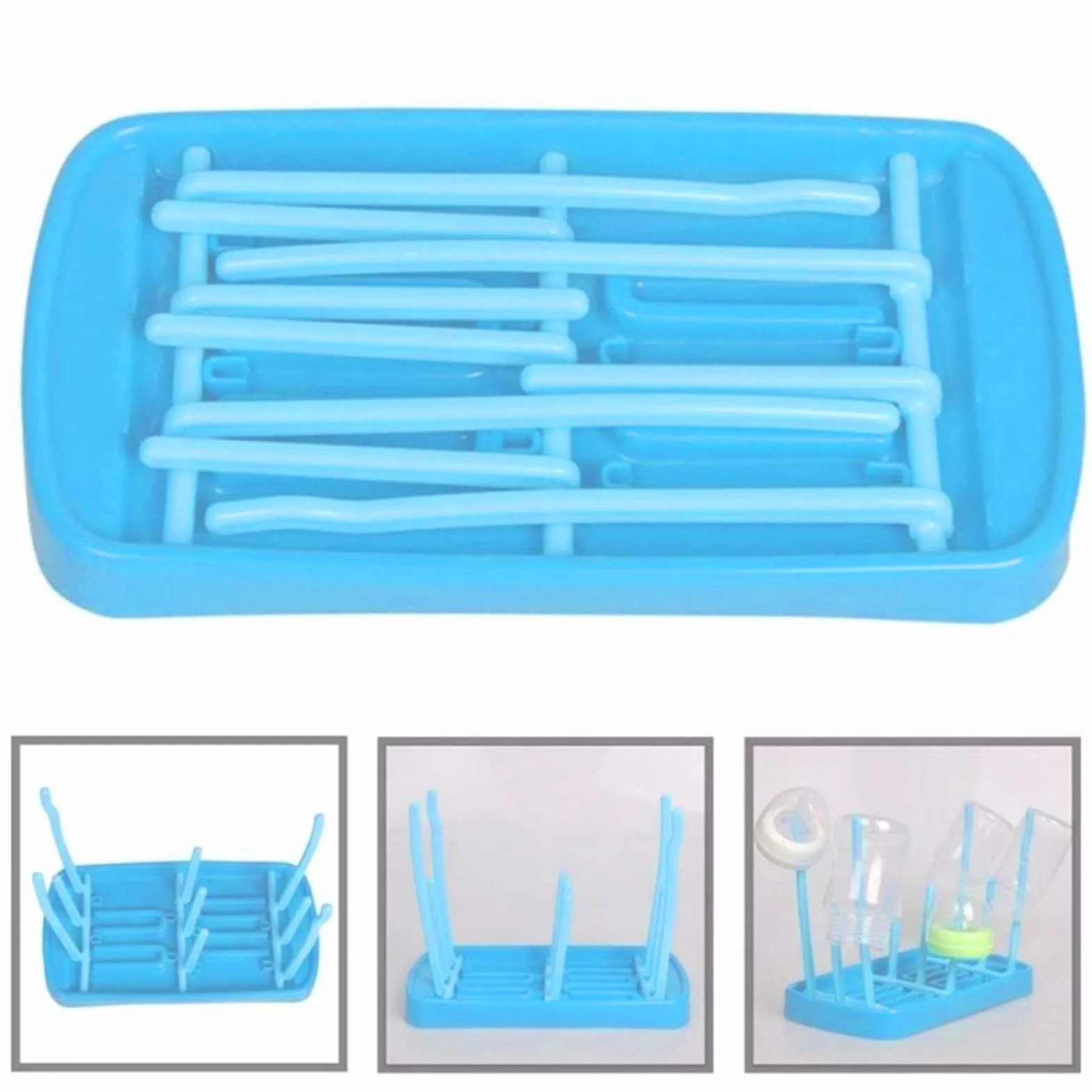 TMRBBesty Rastrelliere Asciuga Biberon,Asciuga Biberon,Scolabiberon,Bottiglia Stendino Scolabiberon,Viene fornito con 1 una spazzola per bottiglia di latte in silicone,Tazze da Bambino,Blu