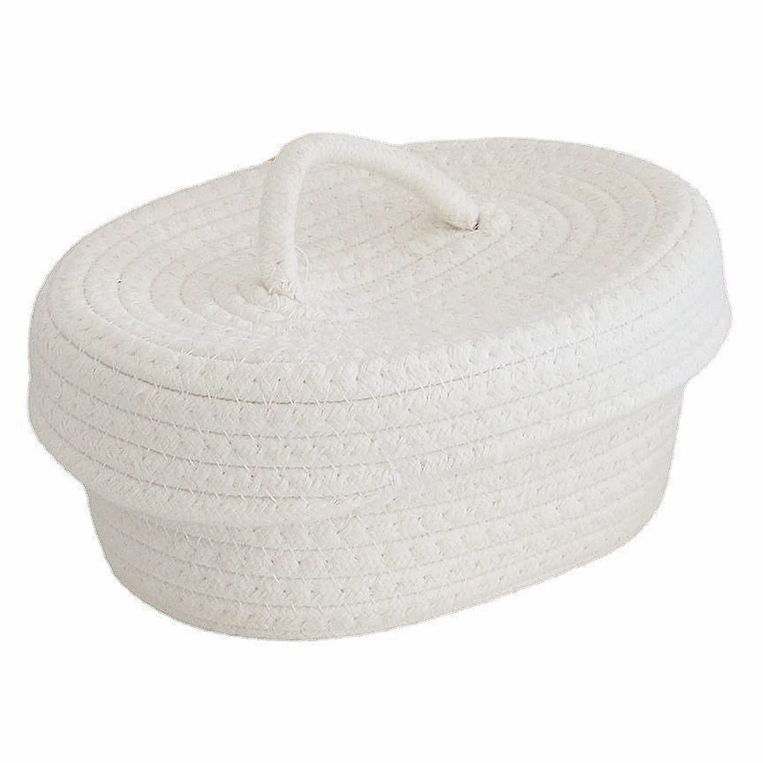 Naroote Cestino Portaoggetti in Corda di Cotone, Scatola Portaoggetti da Scrivania Decorativa Morbida per la Pelle con Coperchio per la Cameretta dei Bambini (Latte Bianco)