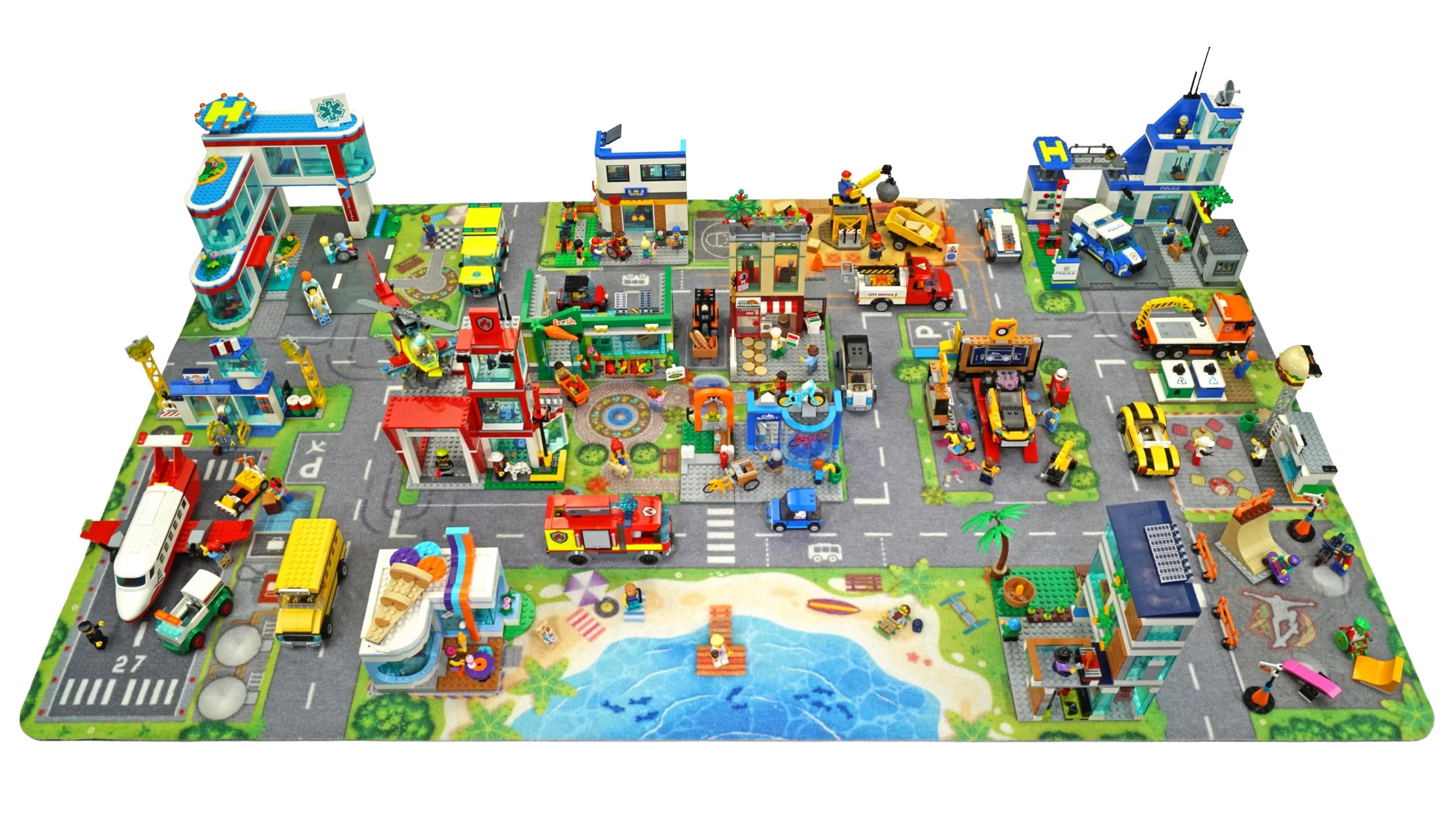 HuggyPlay tappeto da gioco city città tappeto per bambini 90 x 150 cm