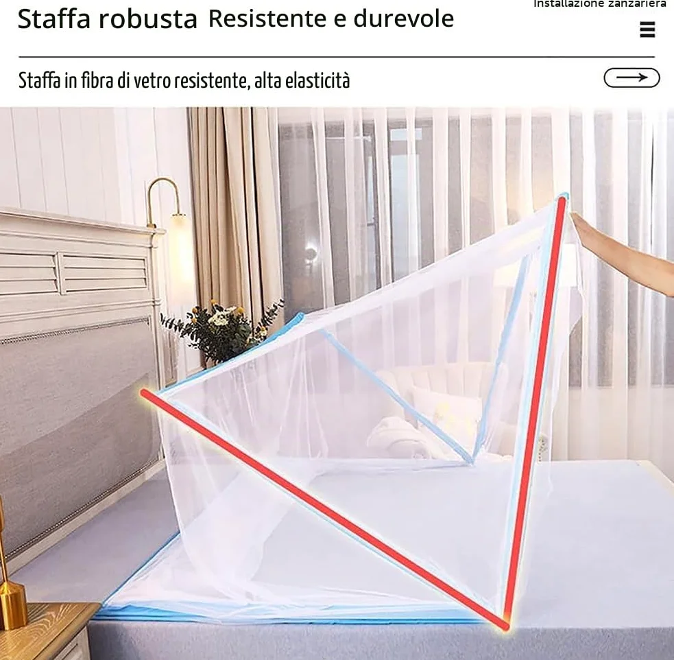 Generico Zanzariera Pieghevole per Letto Matrimoniale – Tenda Anti-Zanzare Pop-Up, Baldacchino Portatile, Facile da Installare, Rete Ultra Fine, Ideale per Camera da Letto, Campeggio, Viaggio