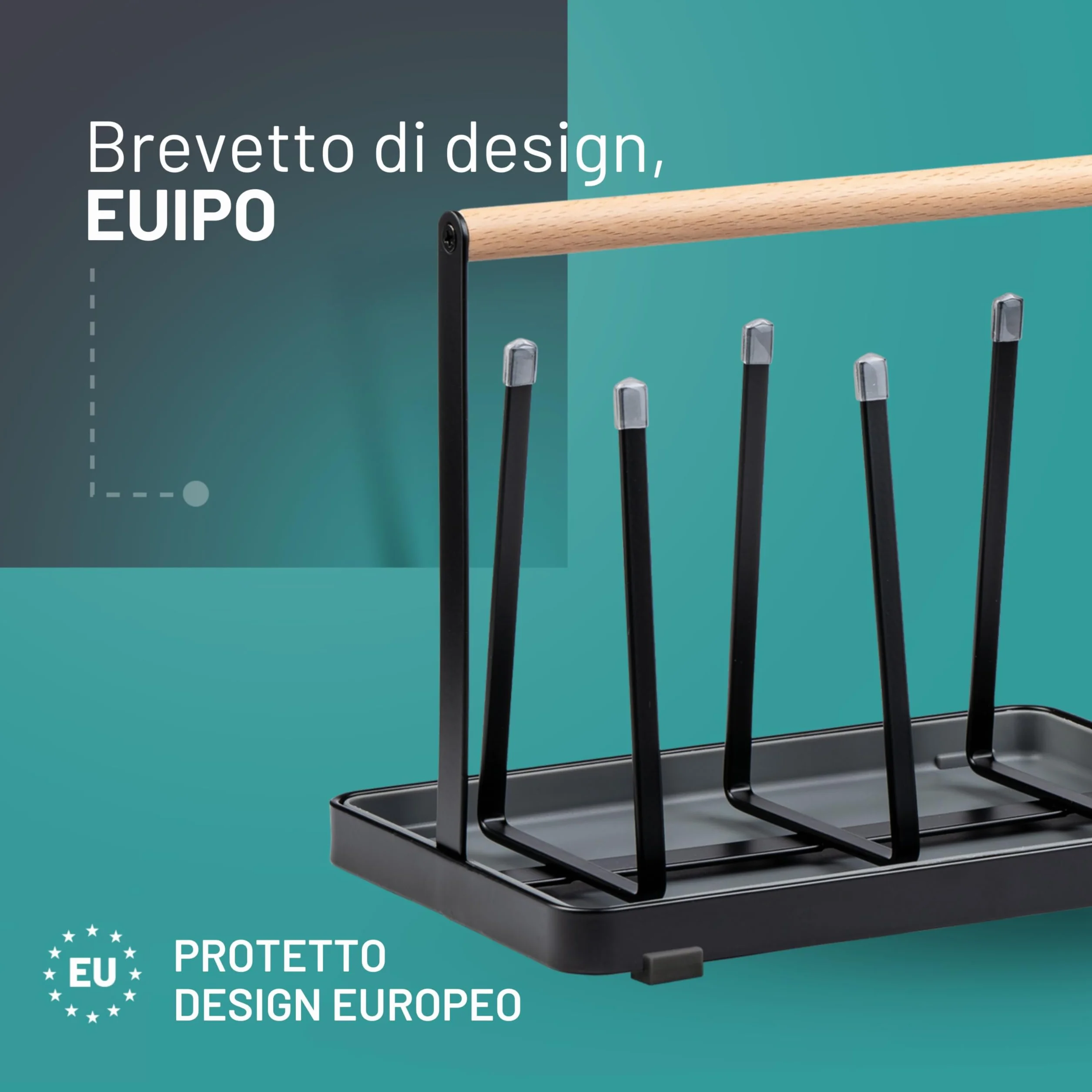 D&D Living Portabottiglie All-in-One per SodaStream - Scivolo di Asciugatura per Bottiglie di Tutti i Tipi: Duo, Crystal, Easy, Bottiglie per Bevande e Biberon - Stendino Universale (Metallo, Nero)