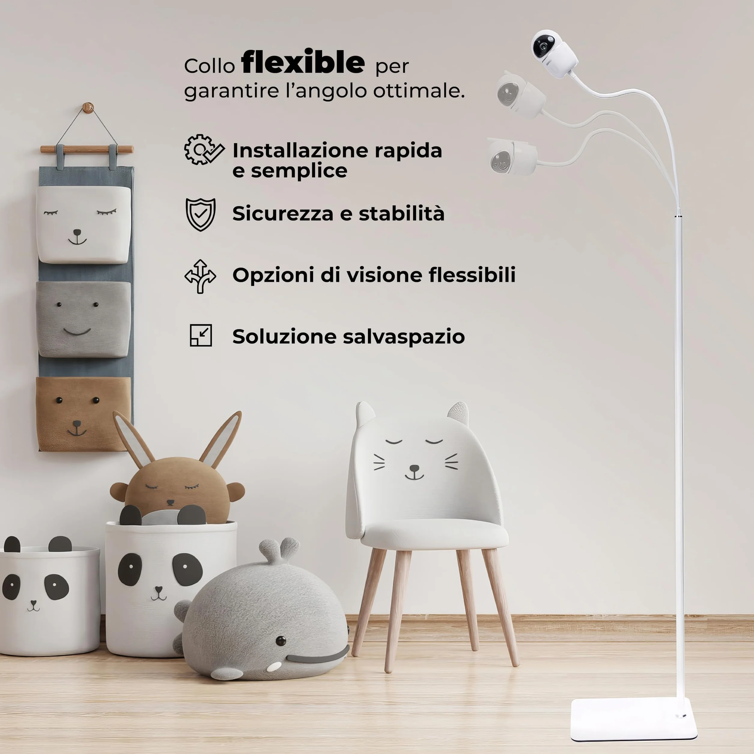goozie Supporto da pavimento per baby monitor, compatibile con i modelli di fotocamera universale Babysense, Boifun, Hellobaby, GHB, Tapo, Vtech e tutte le fotocamere con vite da 1/4 di supporto per