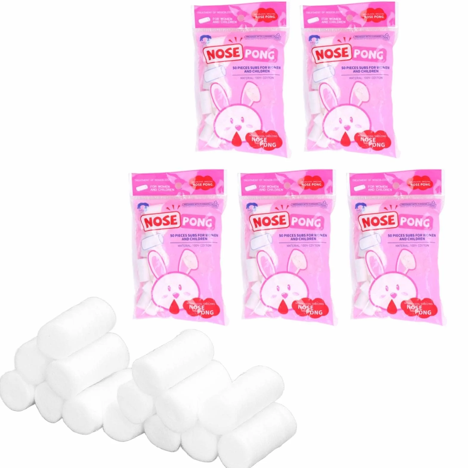 5 confezioni di tappi per sangue dal naso per bambini, rotoli di cotone dentale tampone di cotone emostatico per coagulazione del sangue per bocca e naso (M)