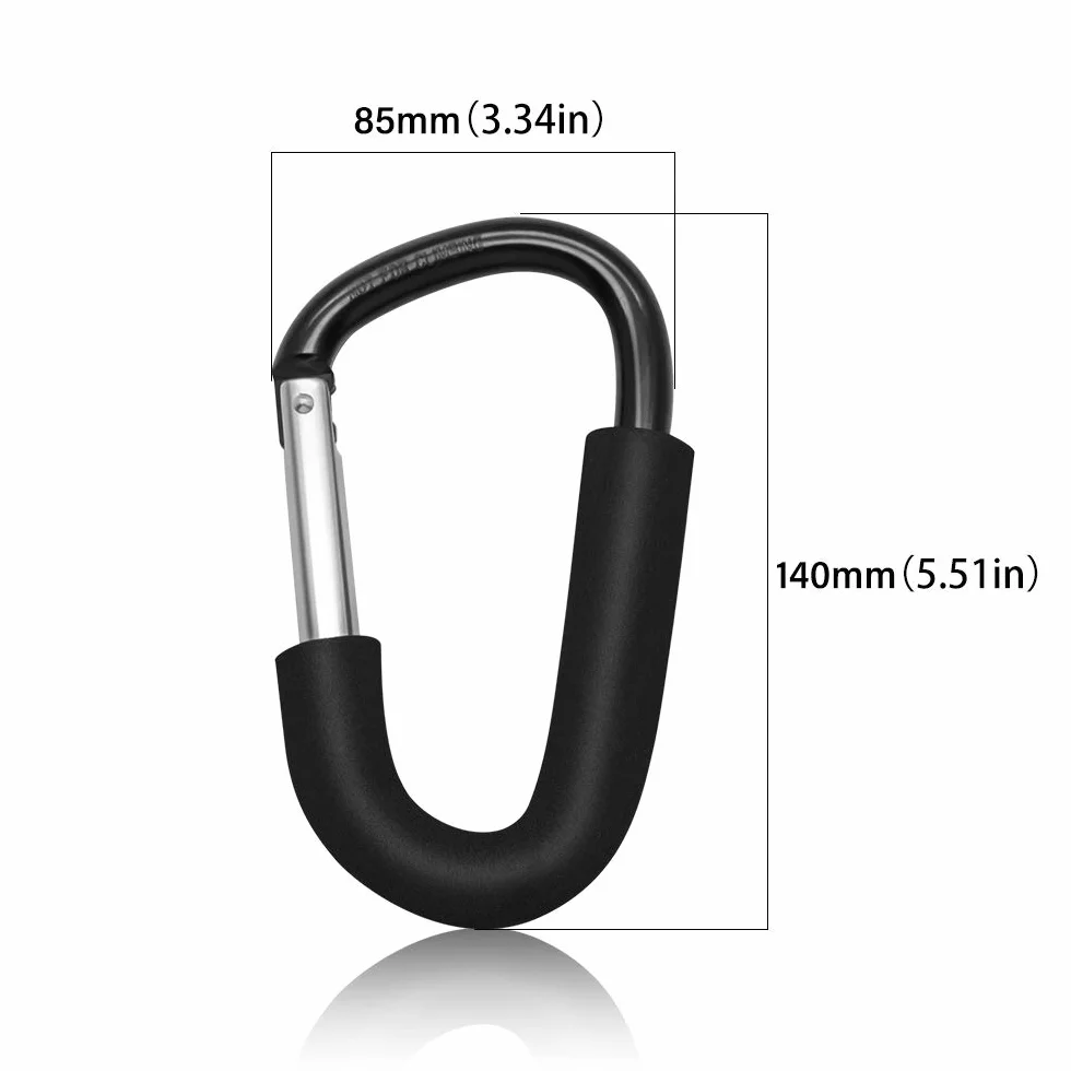 2pcs Buggy Ganci Moschettone, Passeggino Carrozzina, Passeggino clip, alluminio custodia supporto, Stroller Hooks,14 * 8cm(5.5"*3.1")