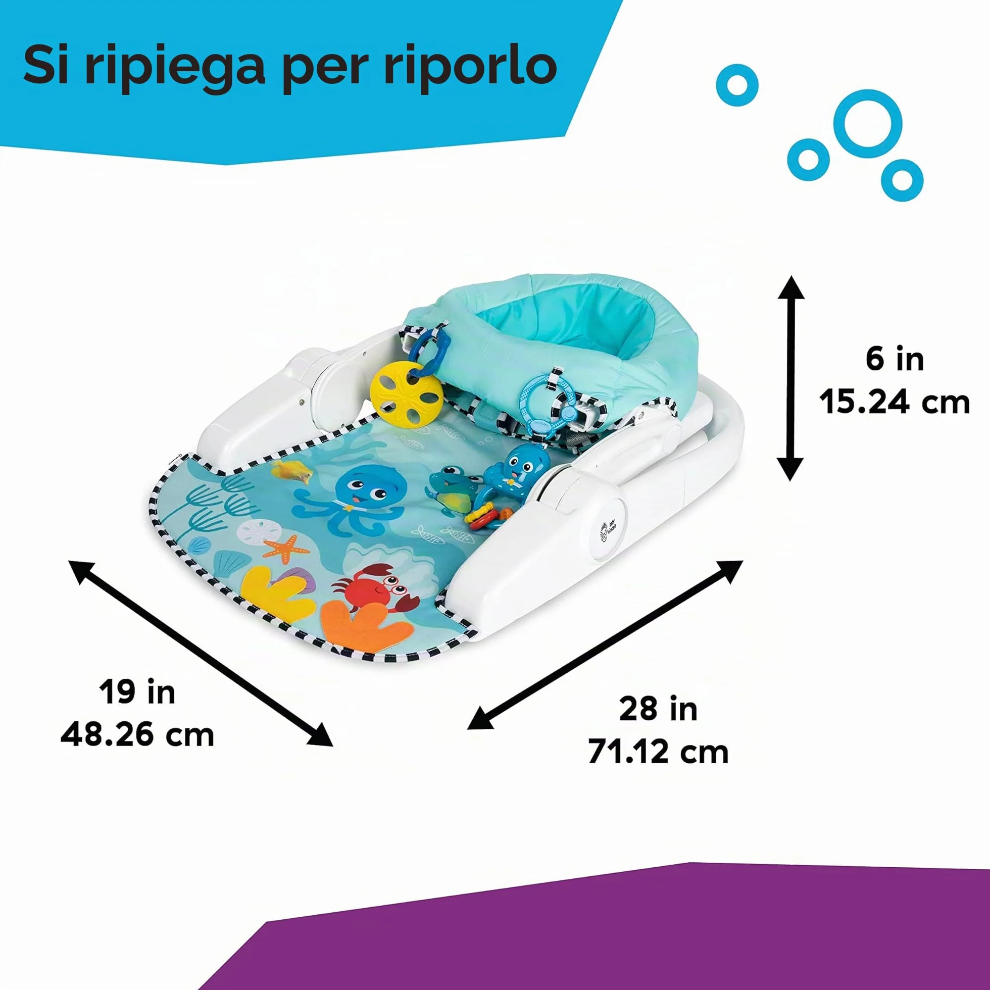 Baby Einstein, Seggiolino da pavimento 2 in -1 Sea of Support, con vassoio rimovibile e giocattoli