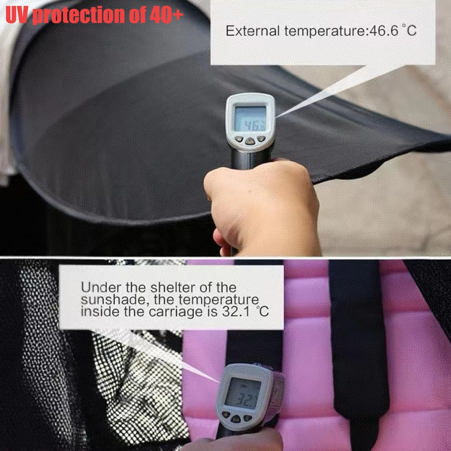 PandaEar Parasol per Passeggino e Seggiolino Auto, Copertura Universale Impermeabile per Passeggini, Tettuccio Antivento per Bambini, Protezione Solare UPF 40+