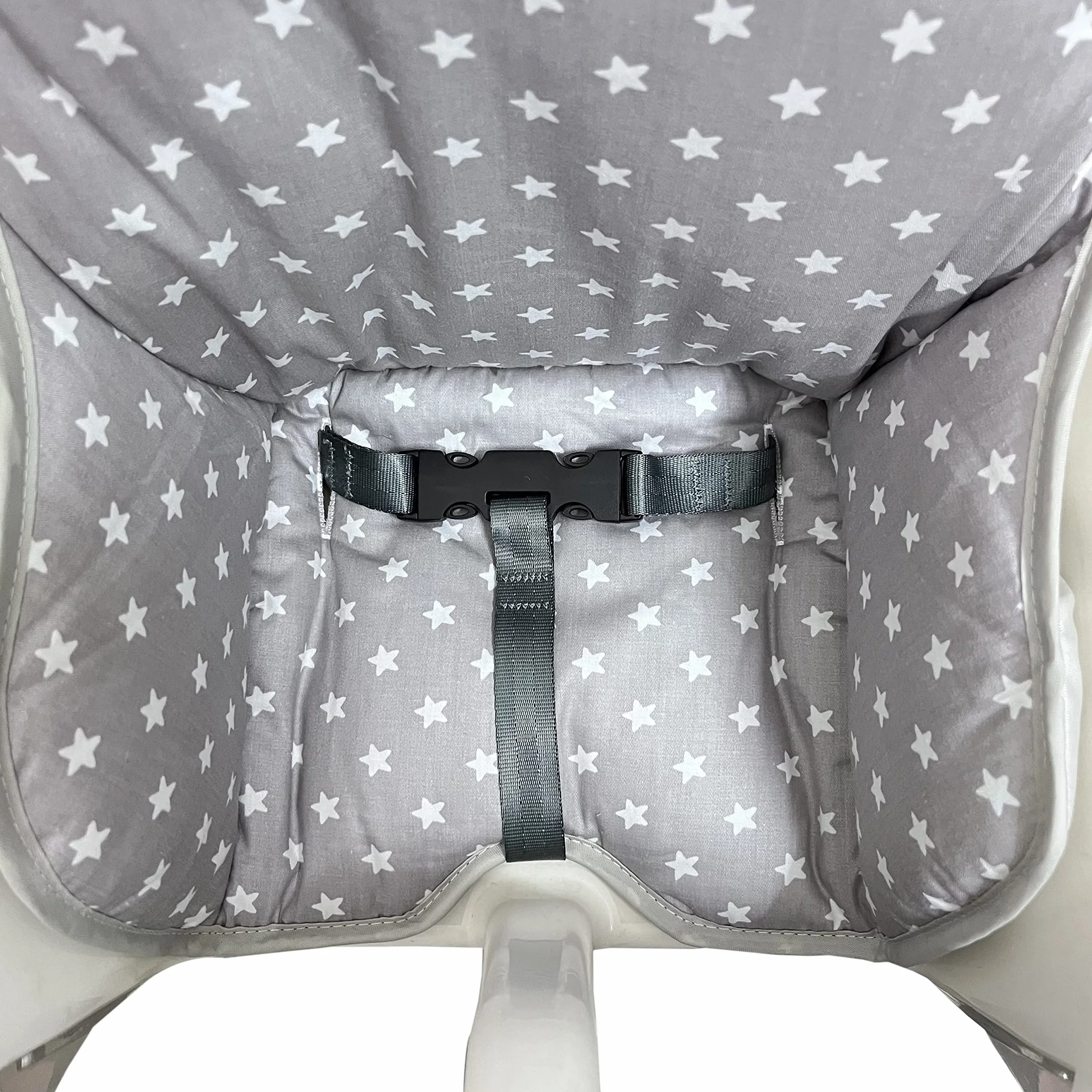 ZARPMA Coprisedili Compatibili con Seggiolone IKEA Antilop, Superficie e Imbottitura in Cotone Pieghevole, per Seggiolone per Bambini (Grigio Stella)