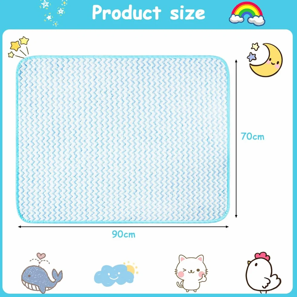 Aolso Coprimaterasso per bambini, 70 x 90 cm, per bagnare il letto, assorbire l'acqua, per bambini, per addestramento al WC (blu)