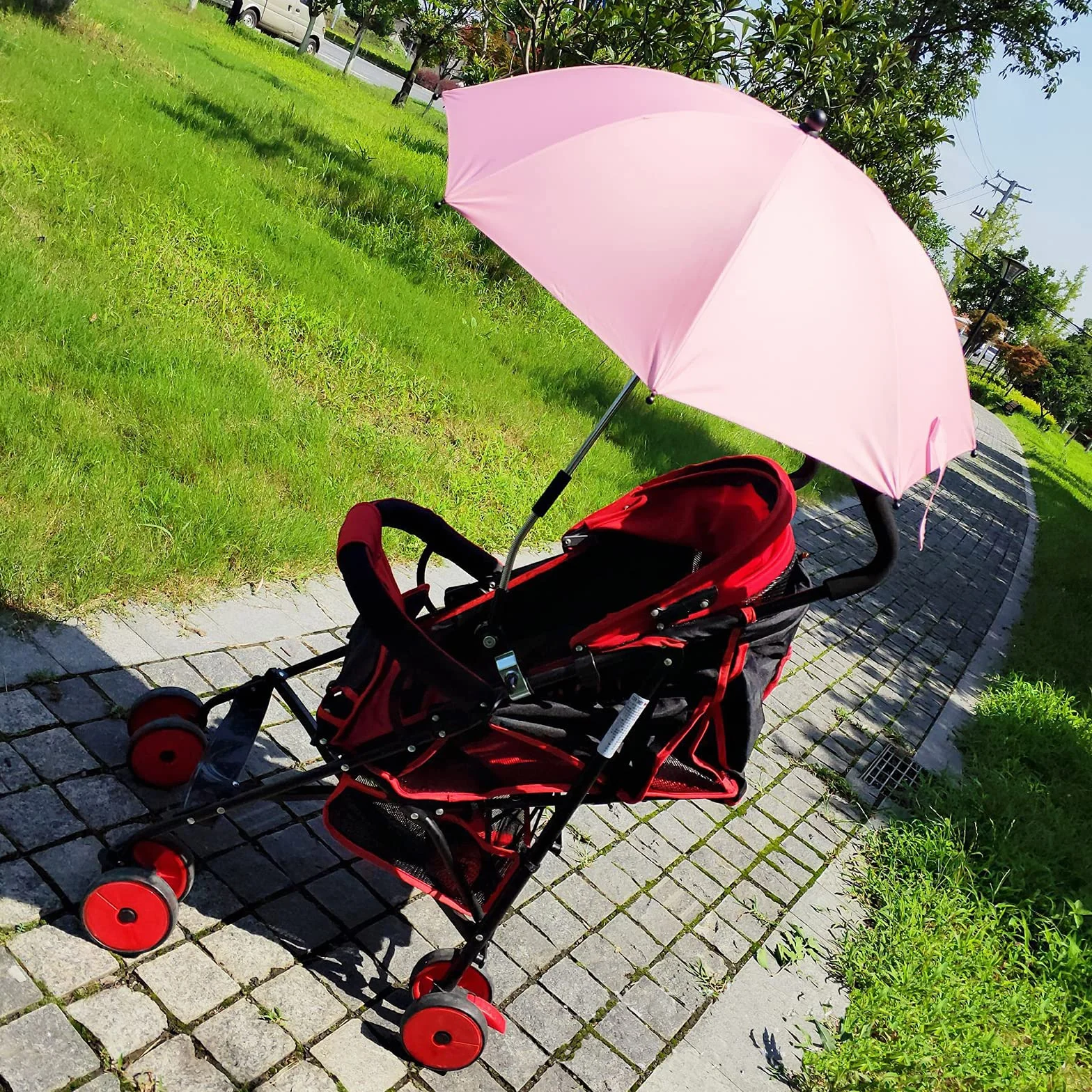 Ombrello per Bambini Ombrellon con Clamp,75cm Ombra per Clamp-On, con Clip Fixing Device UPF 50+,Ombrelini parasole per di Patio, Passeggini (Rosa)