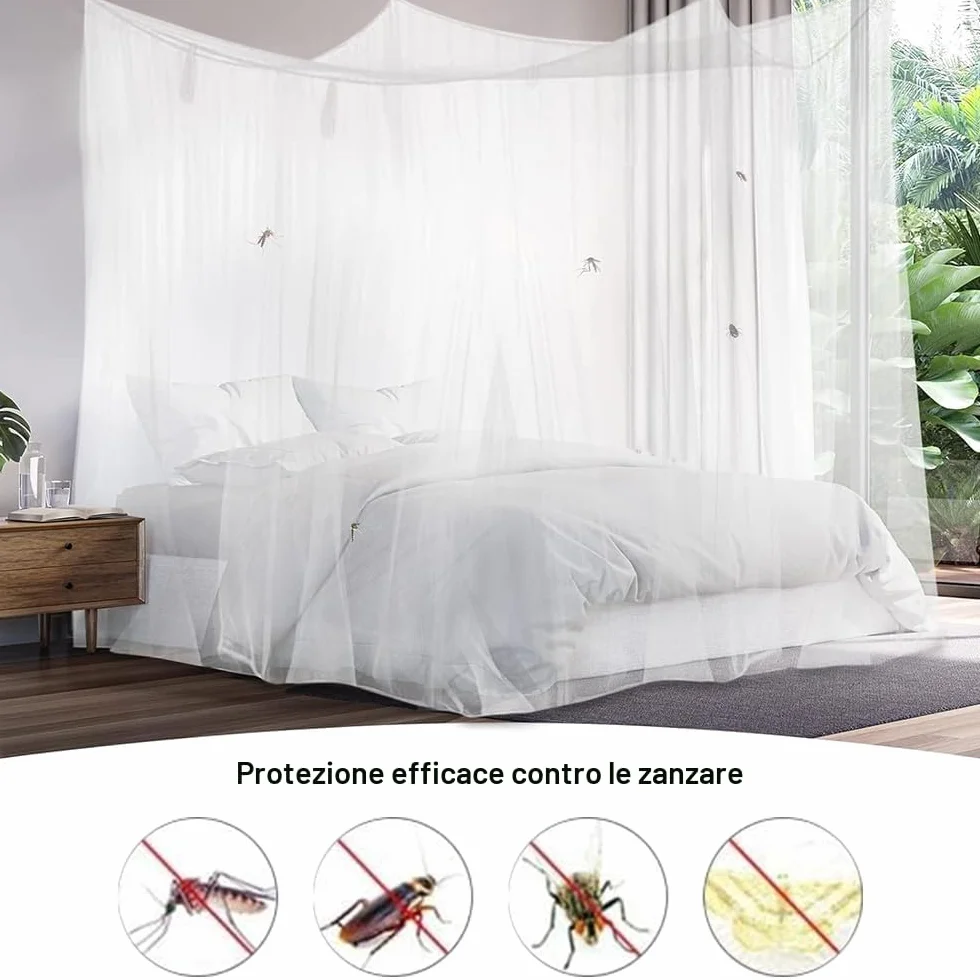 Zanzariera da Letto 200 x 220 x 200 cm, Zanzariera per Letto Matrimoniale, Zanzariera Letto Matrimoniale Quadrata, Maglia fine e durevole, Adatta per Casa e Campeggio.