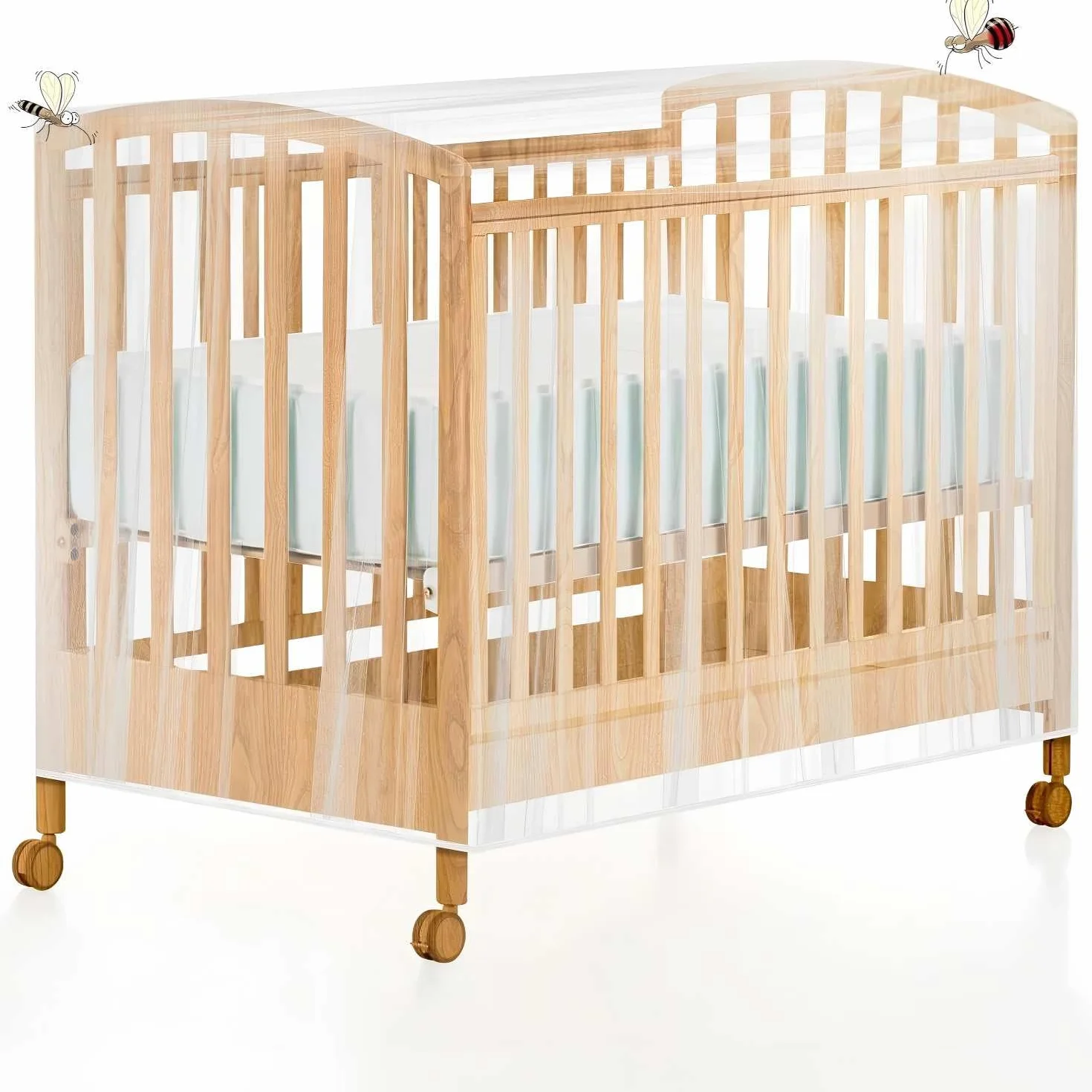 faburo Zanzariera Lettino Bambini per Passeggino, Seggiolino Auto, Culla e Lettino da Viaggio Adatto sia per Attività al Chiuso che All'aperto, 145 * 80 * 90cm