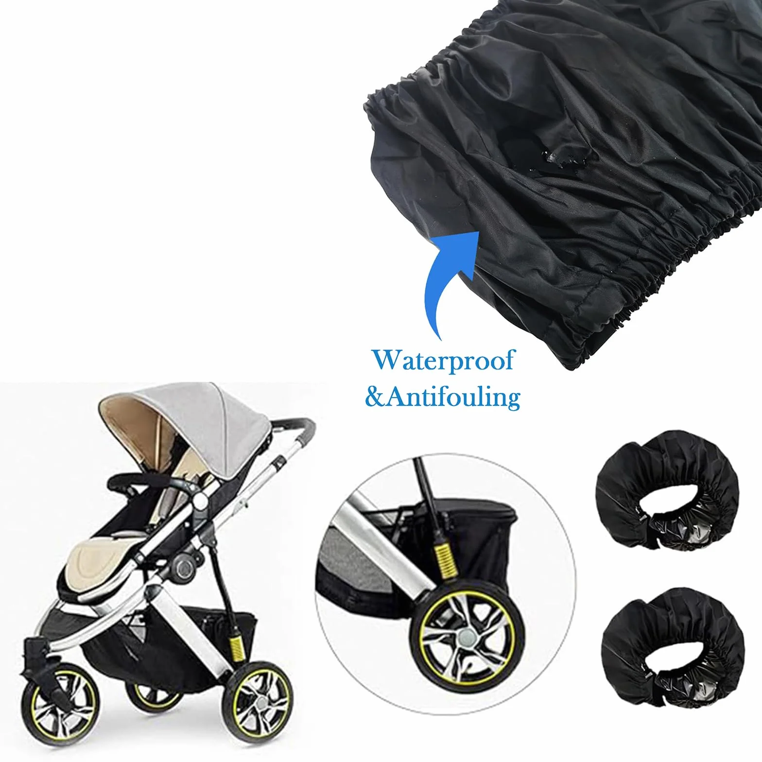 4 Pezzi Copriruota per Passeggino, Copriruote per Sedie a Rotelle, Copriruote Passeggino per La Casa, Copri Ruote Passeggino, Accessori per Passeggino, Protezioni Delle Ruote