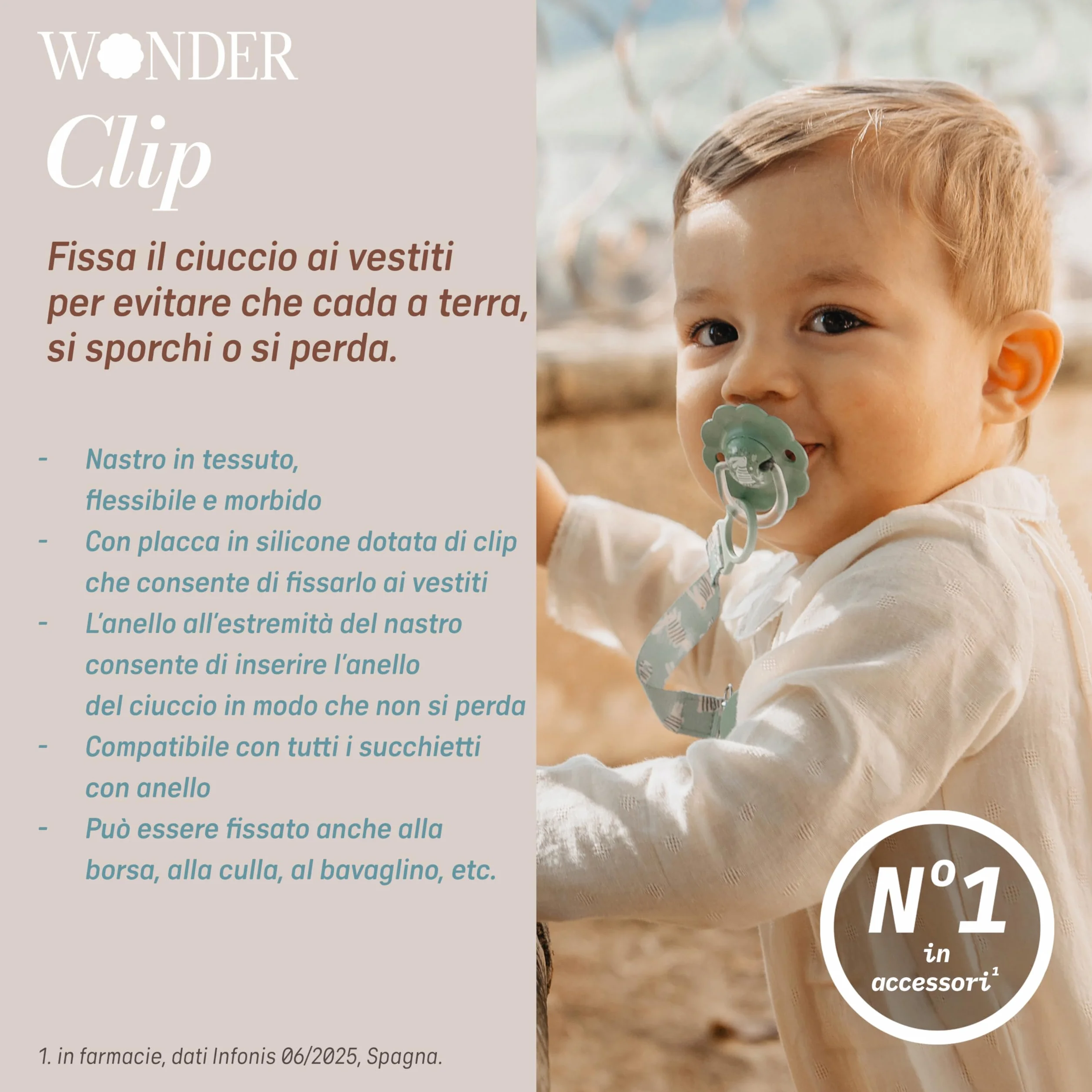 Suavinex, Portaciuccio in tessuto per neonati, Nastro con disegno double-face, Catenella per ciuccio, Clip con fermaglio, per ciucci con anello. +0 mesi, adatto ai neonati, Wonder Coniglietti Blu