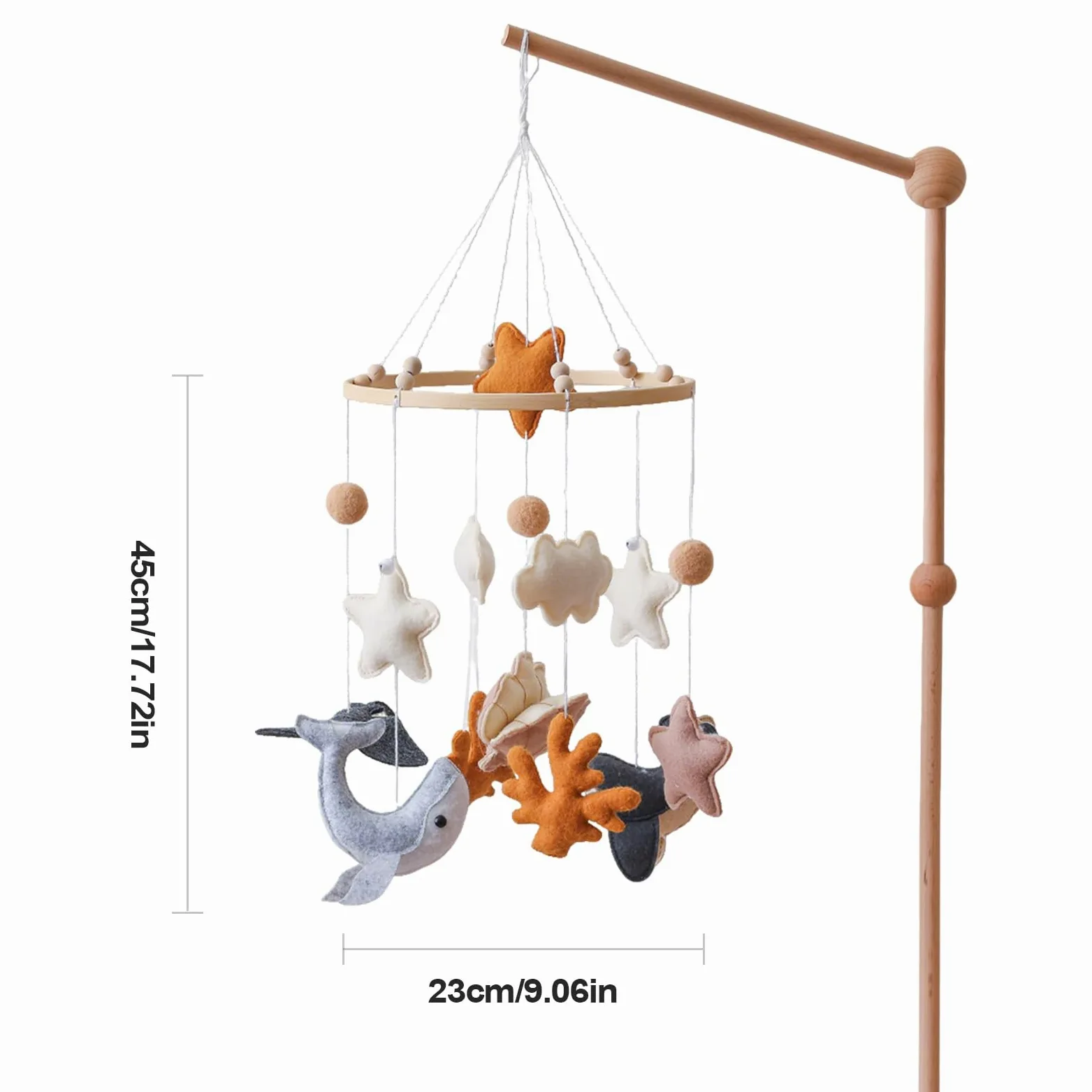 Mobili Per Mobile in Feltro per Bambini | Giocattolo Appendibile Carillon in Feltro con Animali Marini Stile Cartoon Decorazione per Camera Culla Cameretta dei