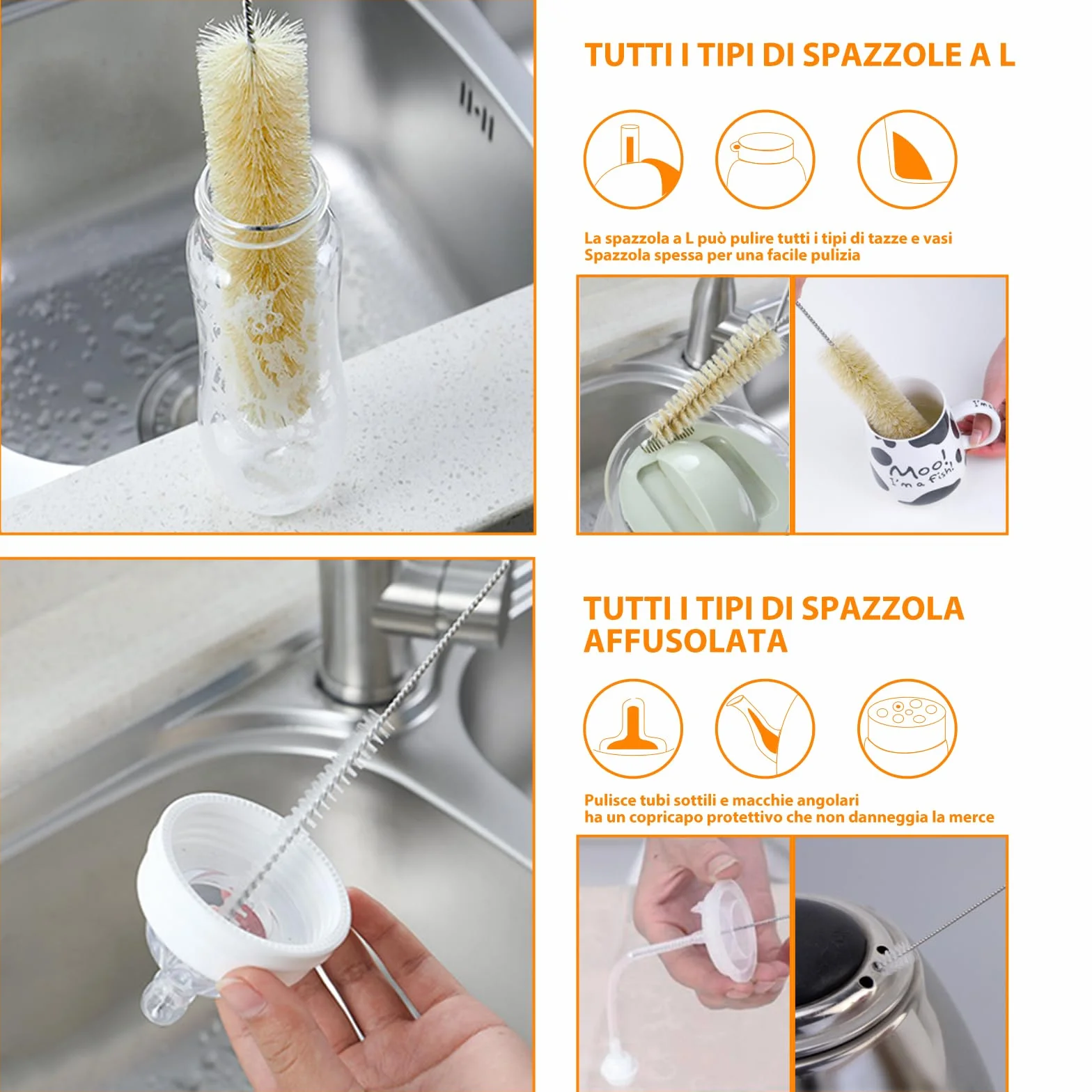 Masthome Scovolino per Bottiglie 9 Pz, Spazzola per Bottiglie con Manico Lungo, Scovolini per Pulisci Bottiglie di Vetro, Scovolino per Lava Bottiglie Borraccia Tazza Paglia Thermos