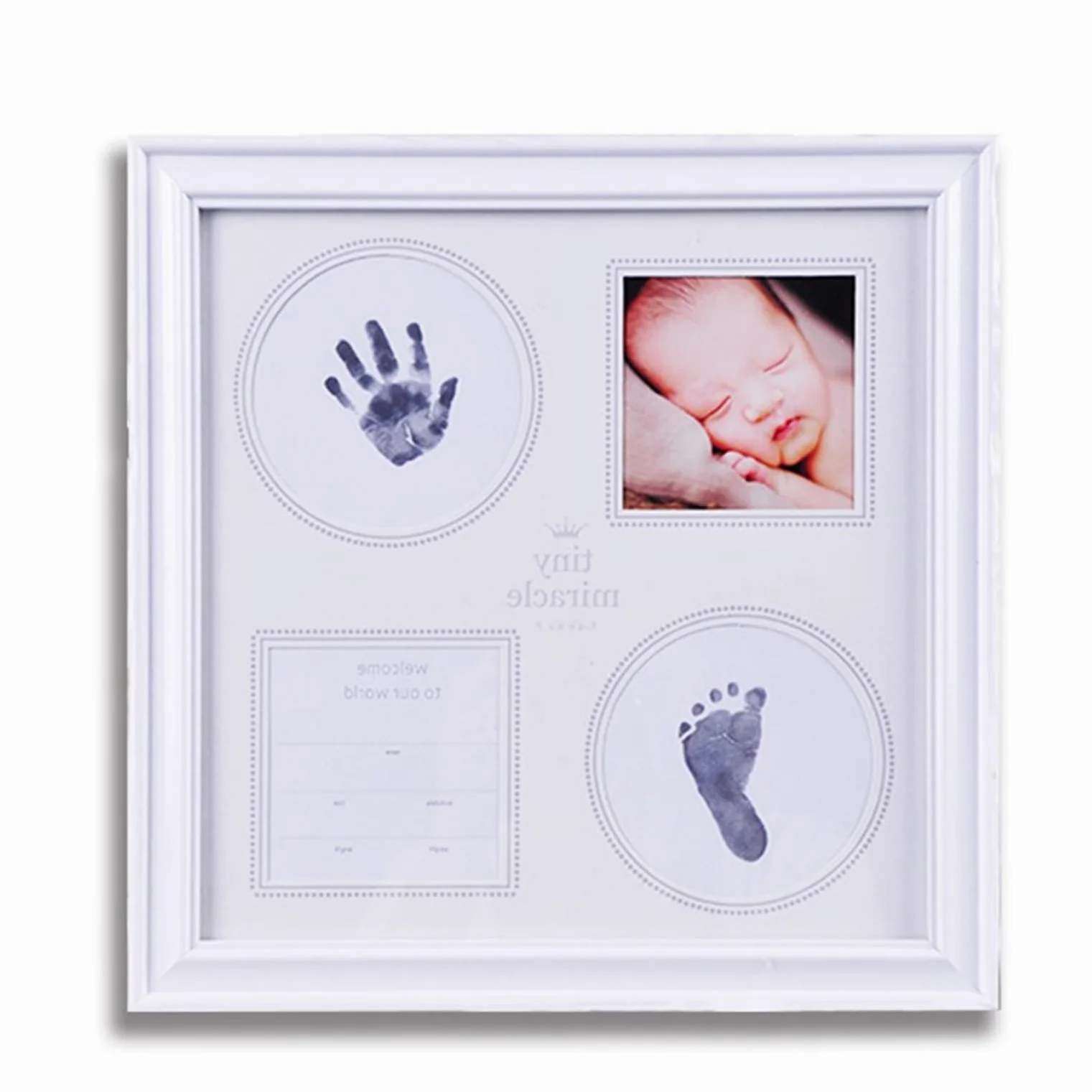 Cornice per impronte Bambino e Neonato Kit Impronta per Mani e Piedi del Neonato - Cornice per foto a inchiostro Porta Bracciali di Nascita Portafoto Regalo perfetto per bambini #4