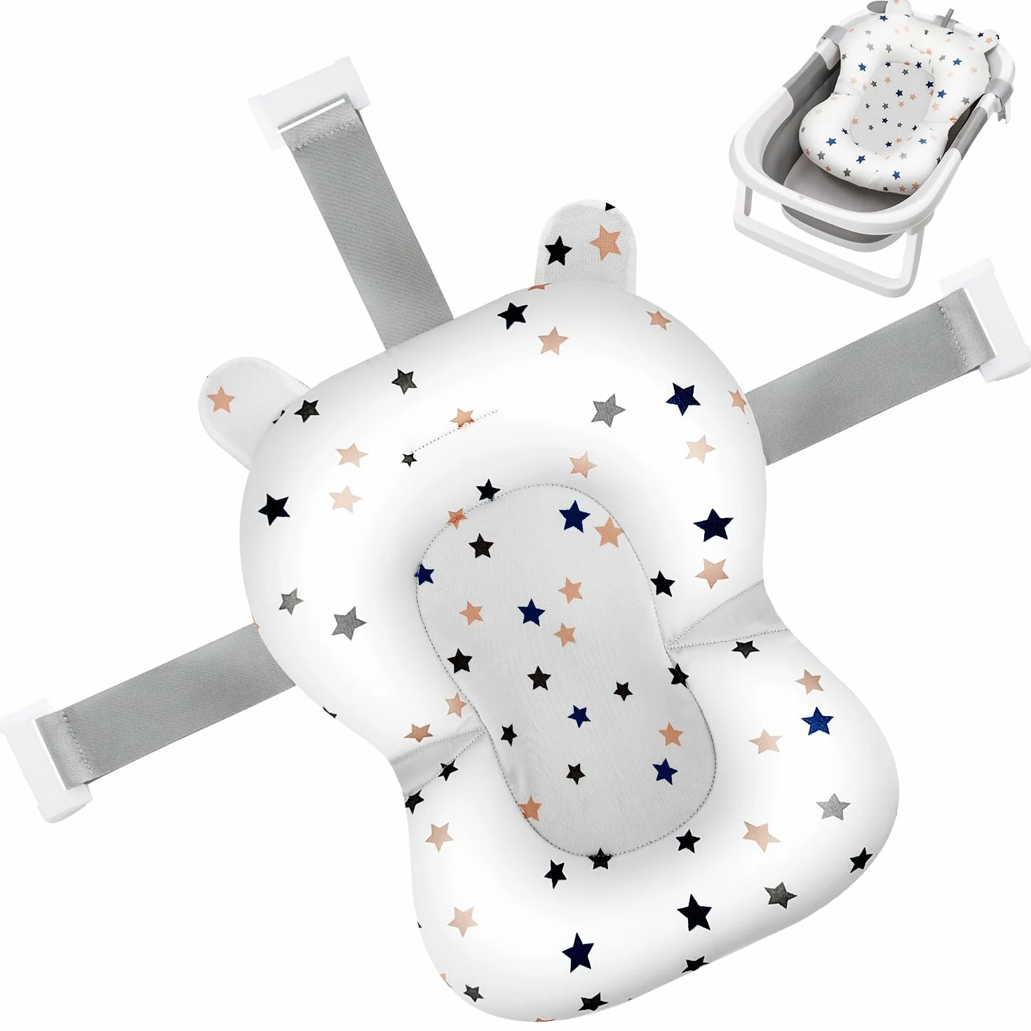 Vaschetta Bagnetto Neonato Vasca Bagno Pieghevole Neonati Bambini Supporto Riduttore Cuscino Materassino Baby Sdraietta Bacinella Tappetino Bambino Tinozza Bimbi Salvaspazio Portatile (bianco)