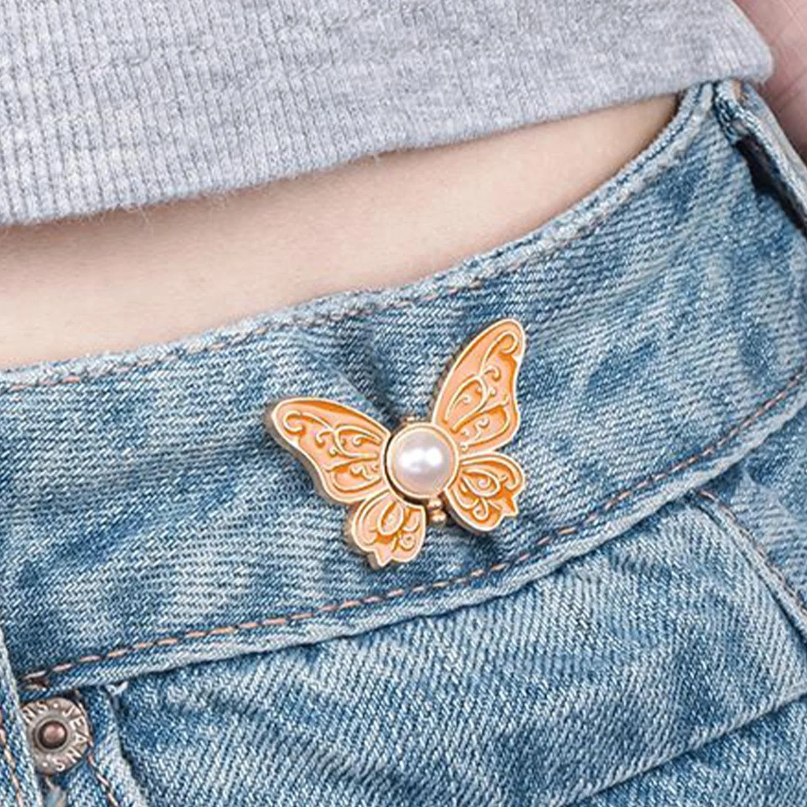 Generico Riduttori Vita Pantaloni | Bottoni Spille per Jeans Larghe a Forma Farfalla - 8 Pezzi Clip Alluminio Amovibili Riutilizzabili per Abiti Collo Cappotti Bluse