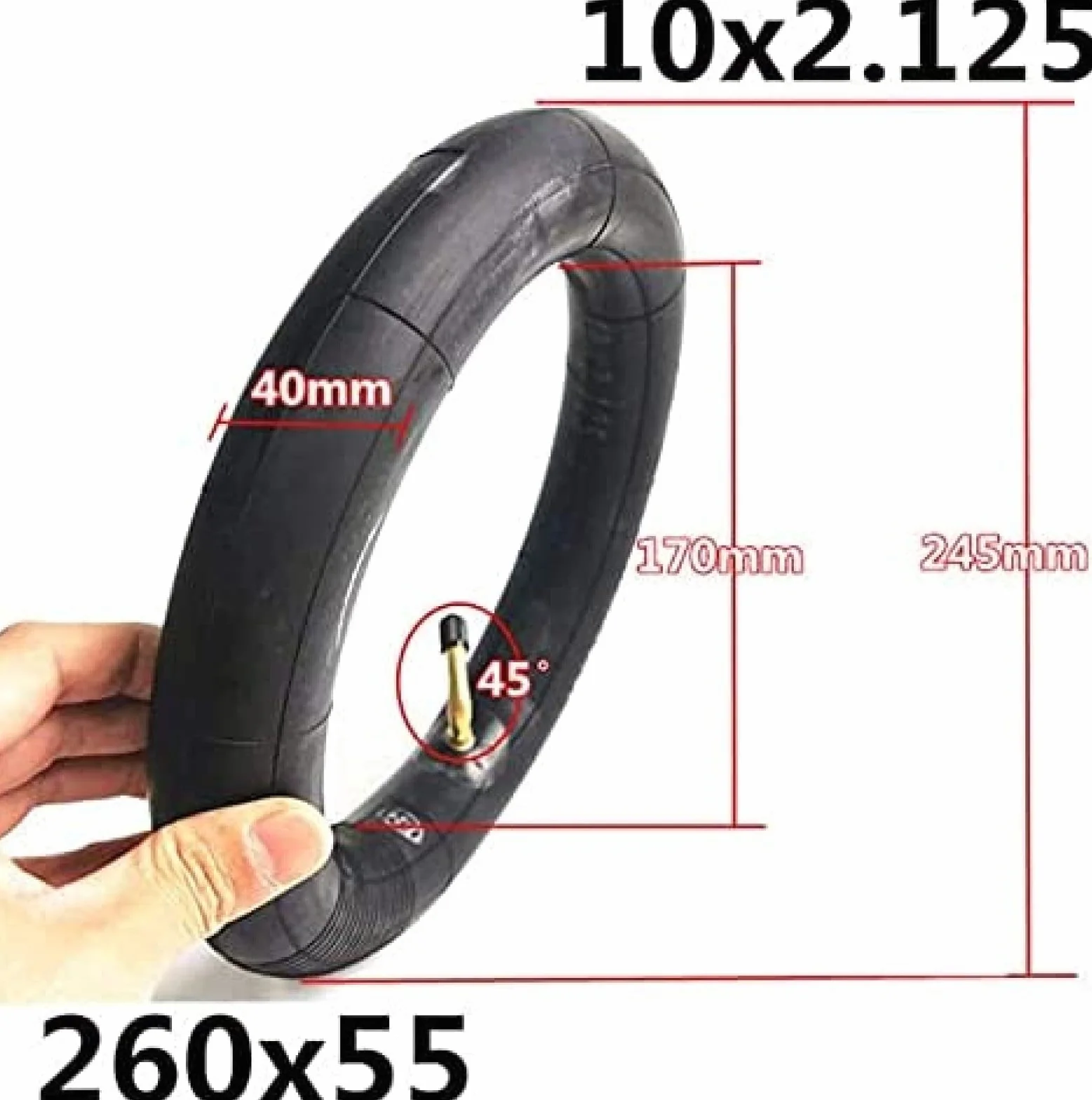 Pneumatico e Camera d'Aria di Ricambio per Tutti Gli Usi, Pneumatici 260X55/255X55 con camere d'Aria, Pneumatico Gonfiabile da 10" per Ruota del Triciclo con Ruota per Passeggino