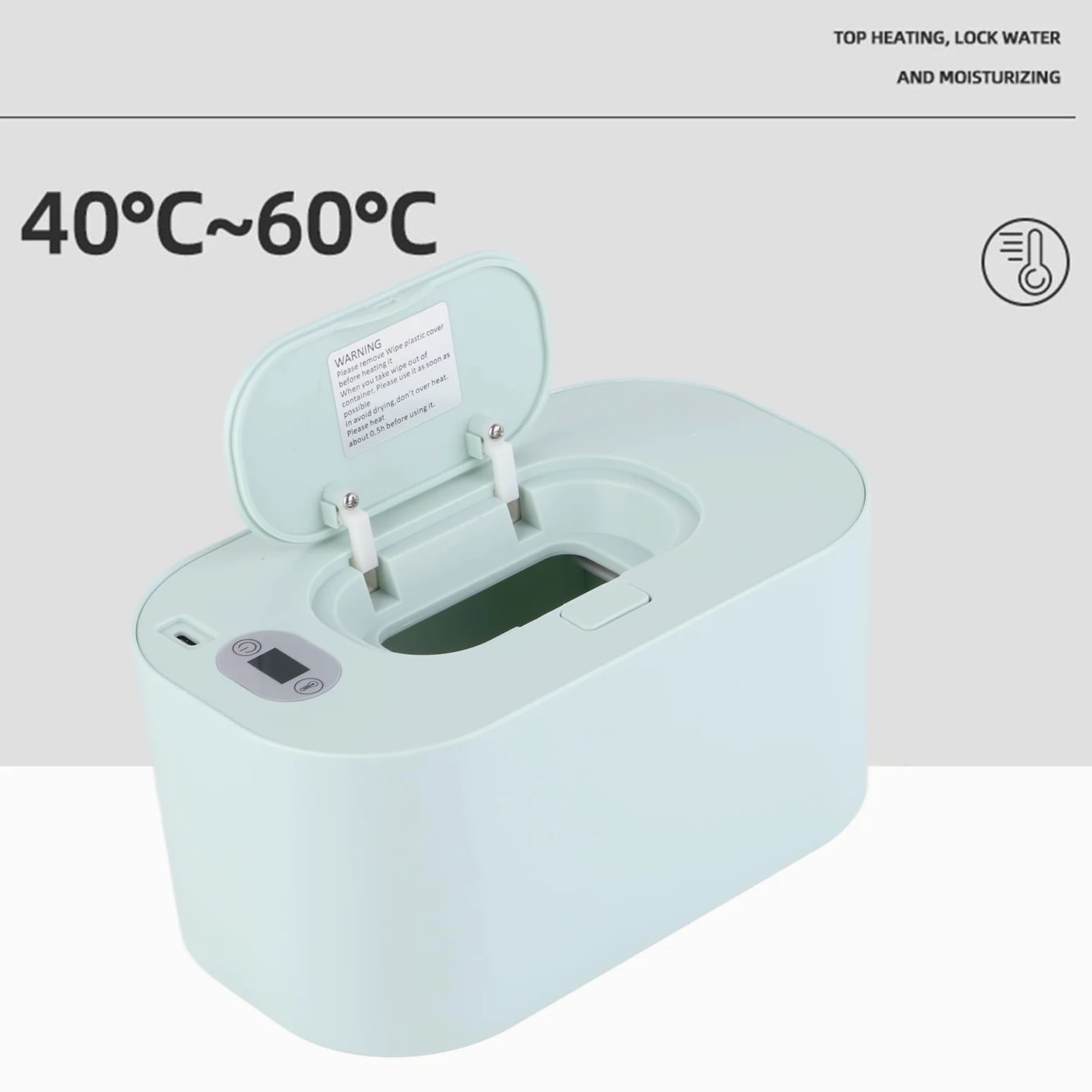 Acouto Scaldasalviette per Neonati PP Temperatura Regolabile Intelligente Sicuro da Usare Salviette per Neonati per Auto Riscaldatore a Bassa Conservazione, il Fondo Verso l'esterno è Stabile Ed