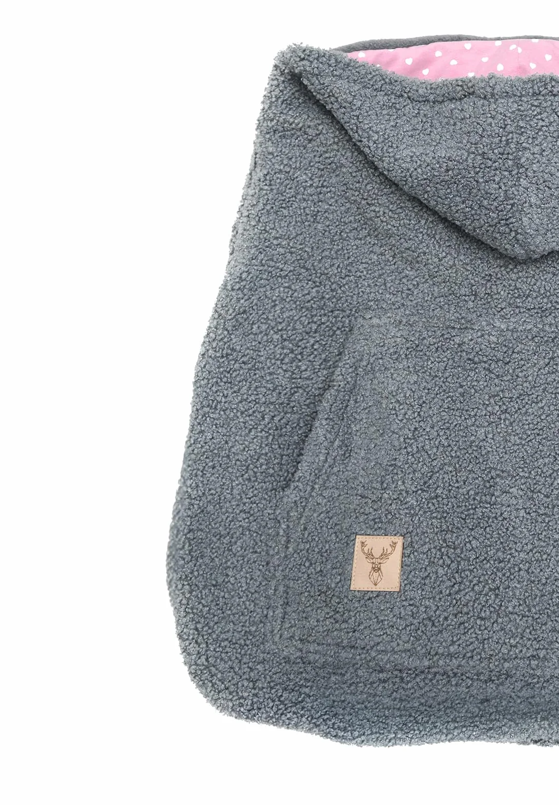 MijaCulture Tragecover M025 TEDDY - Copertura universale per portabebè e mantello, copertura calda per neonati (Grigio/Rosa)